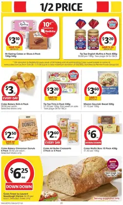 Preview of Coles catalogue - valid from 10.06.2026 | Page: 20 | Products: Donuts, Bread, Muffins, Bakery