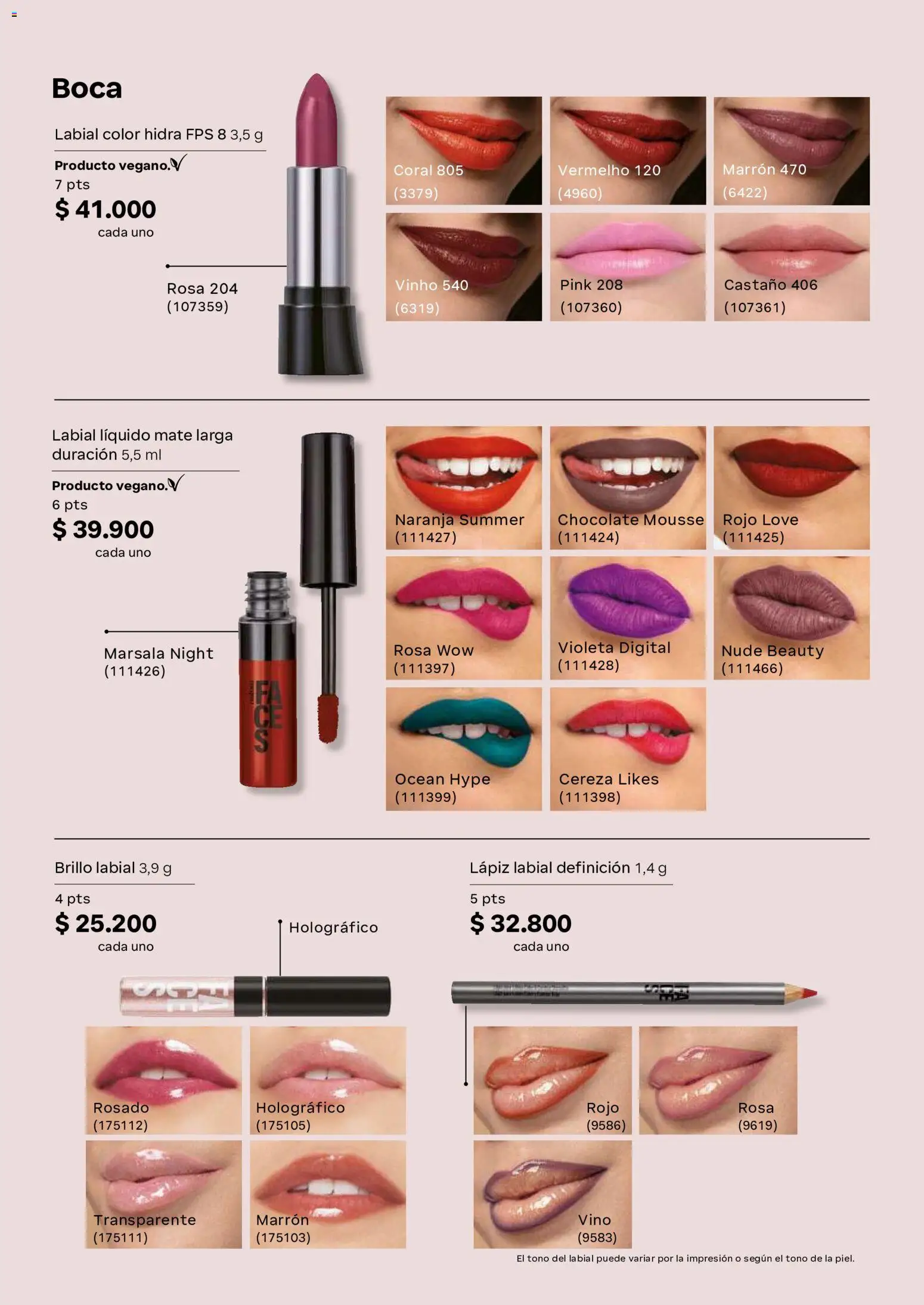 Natura revista - valida desde el 23/09/2026 | Página: 112 | Productos: Brillo, Lápiz labial, Chocolate, Vino