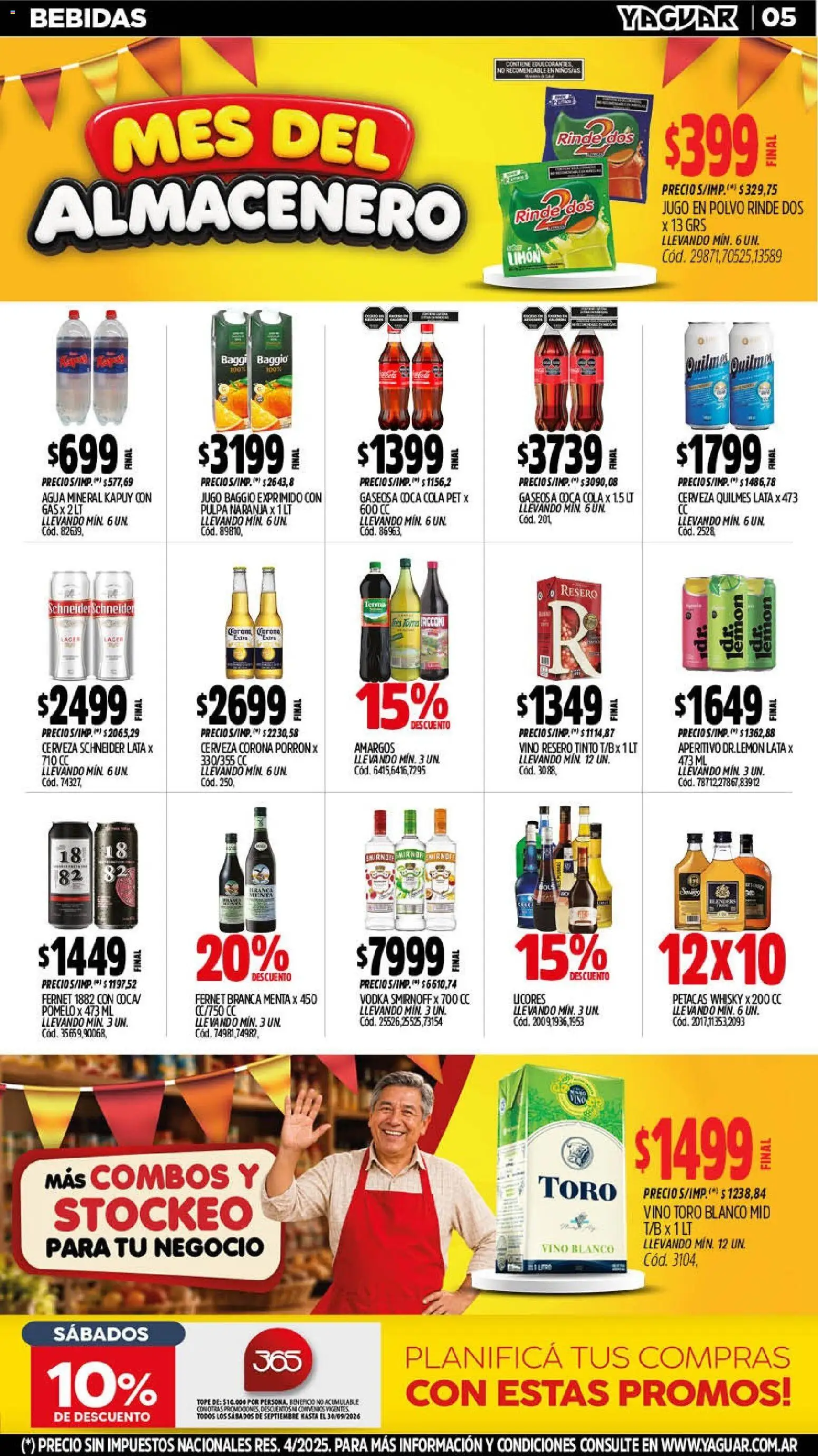 Yaguar - Oferta Semanal Chaco │ válido desde el 14/09/2026 | Página: 5 | Productos: Bebidas, Fernet, Agua, Agua mineral
