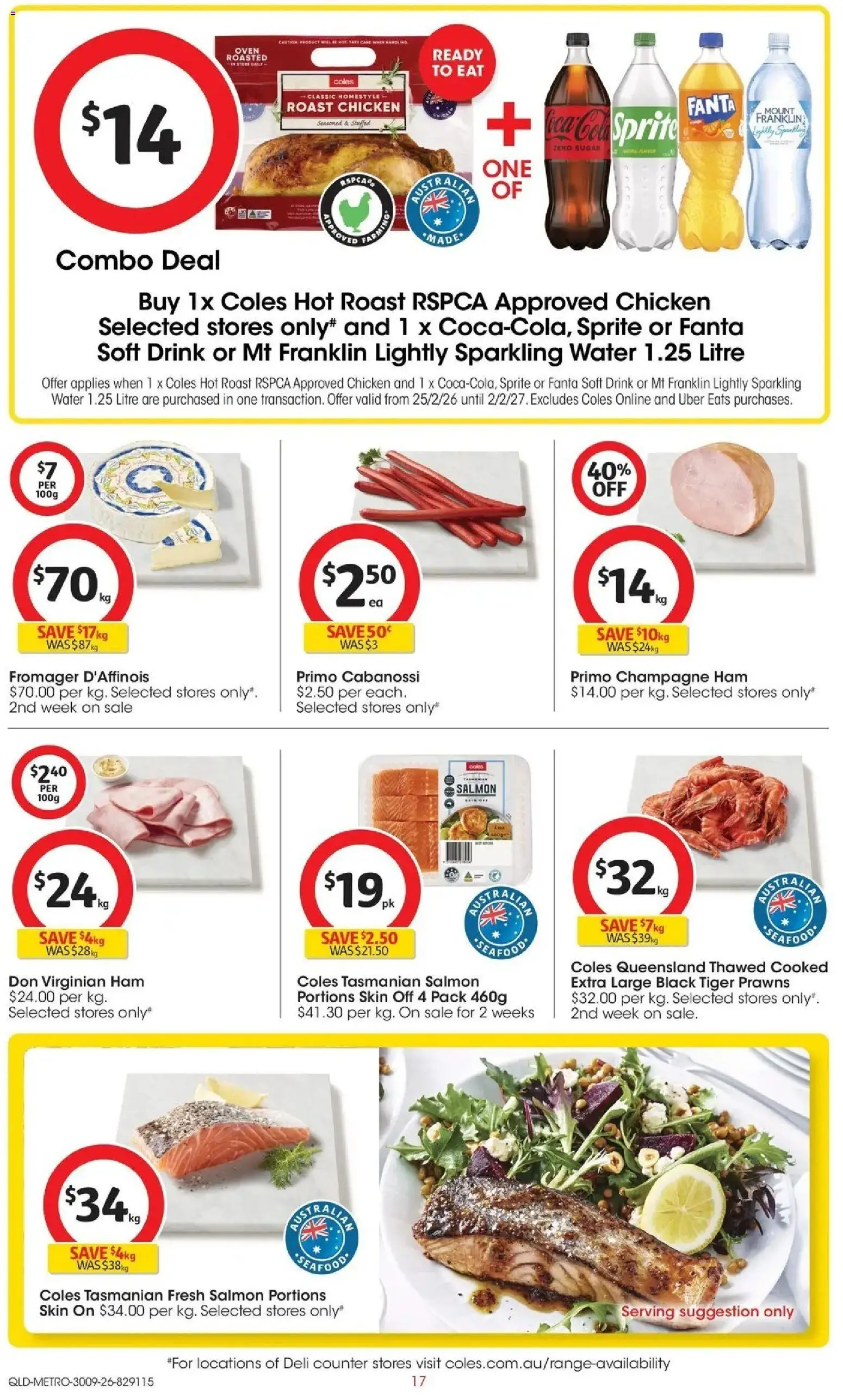 Coles catalogue - valid from 30/09/2026 | Page: 17 | Products: Cheese, Salmon, Sausage, Roast