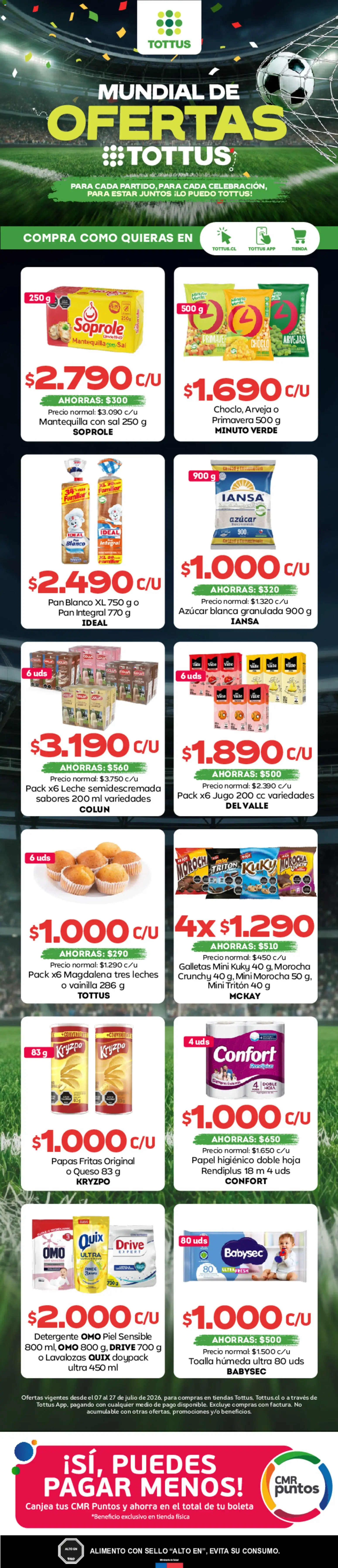 Tottus Ofertas │ válido desde el 06.07.2026 | Página: 1 | Productos: Magdalena, Detergente, Galletas, Arvejas