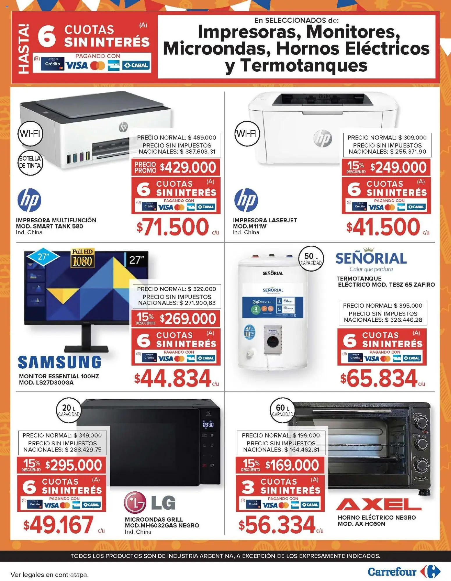 Carrefour ofertas │ válido desde el 26/08/2026 | Página: 31 | Productos: Monitor, Impresora, Botella, Termotanque