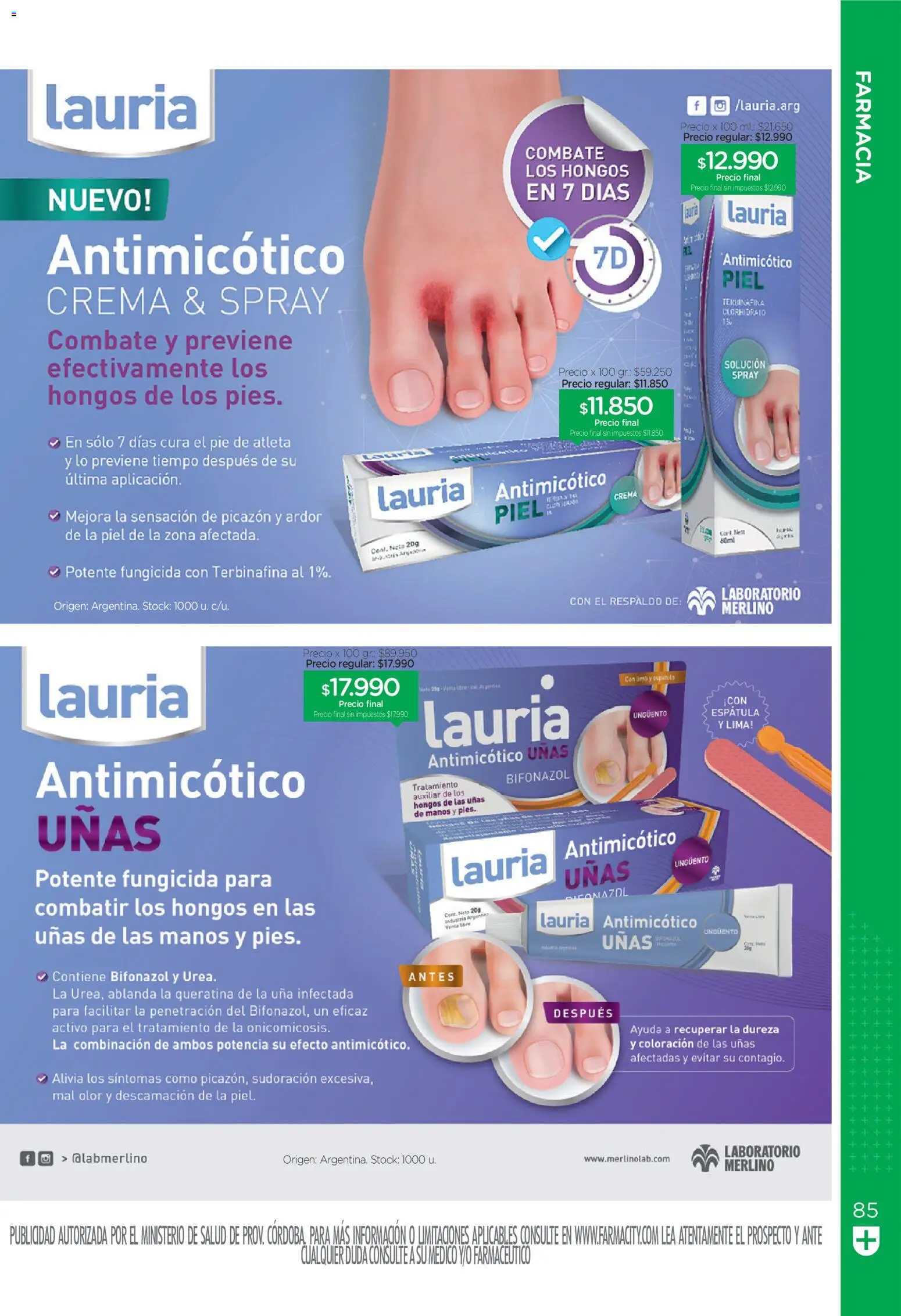 Farmacity catálogo │ válido desde el 30.04.2026 | Página: 85 | Productos: Lima, Espatula, Hongos, Crema