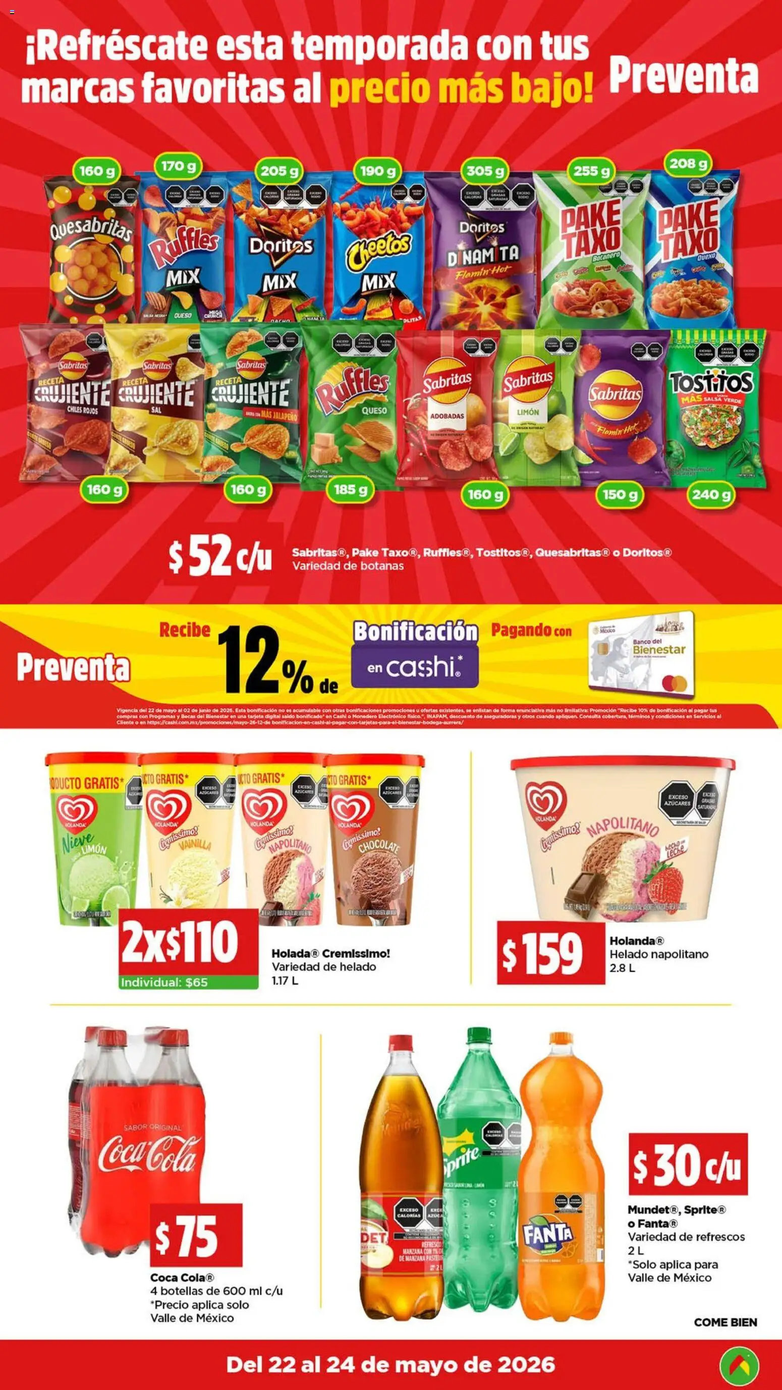 Nuevas ofertas de Bodega Aurrerá válidas en toda la República Mexicana desde el 22.05.2026. ¡Encuentra las mejores ofertas en Bodega Aurrerá folleto Preventa! | Página: 7 | Productos: Refresco, Monedero, Chocolate, Banco