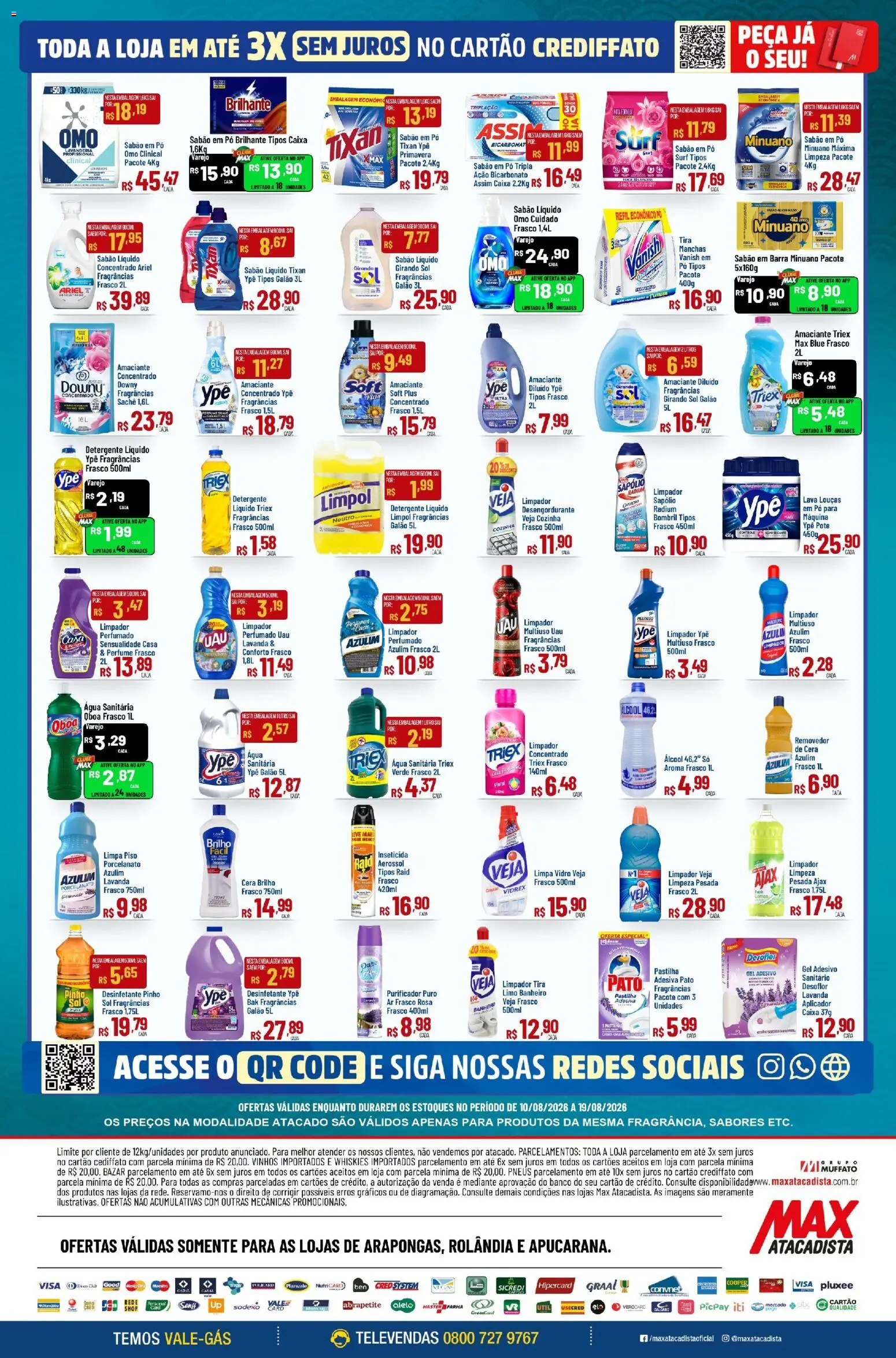 Max Atacadista Folheto - válido de 10/08/2026 | Página: 8 | Produtos: Piso, Sabão, Cera, Pato