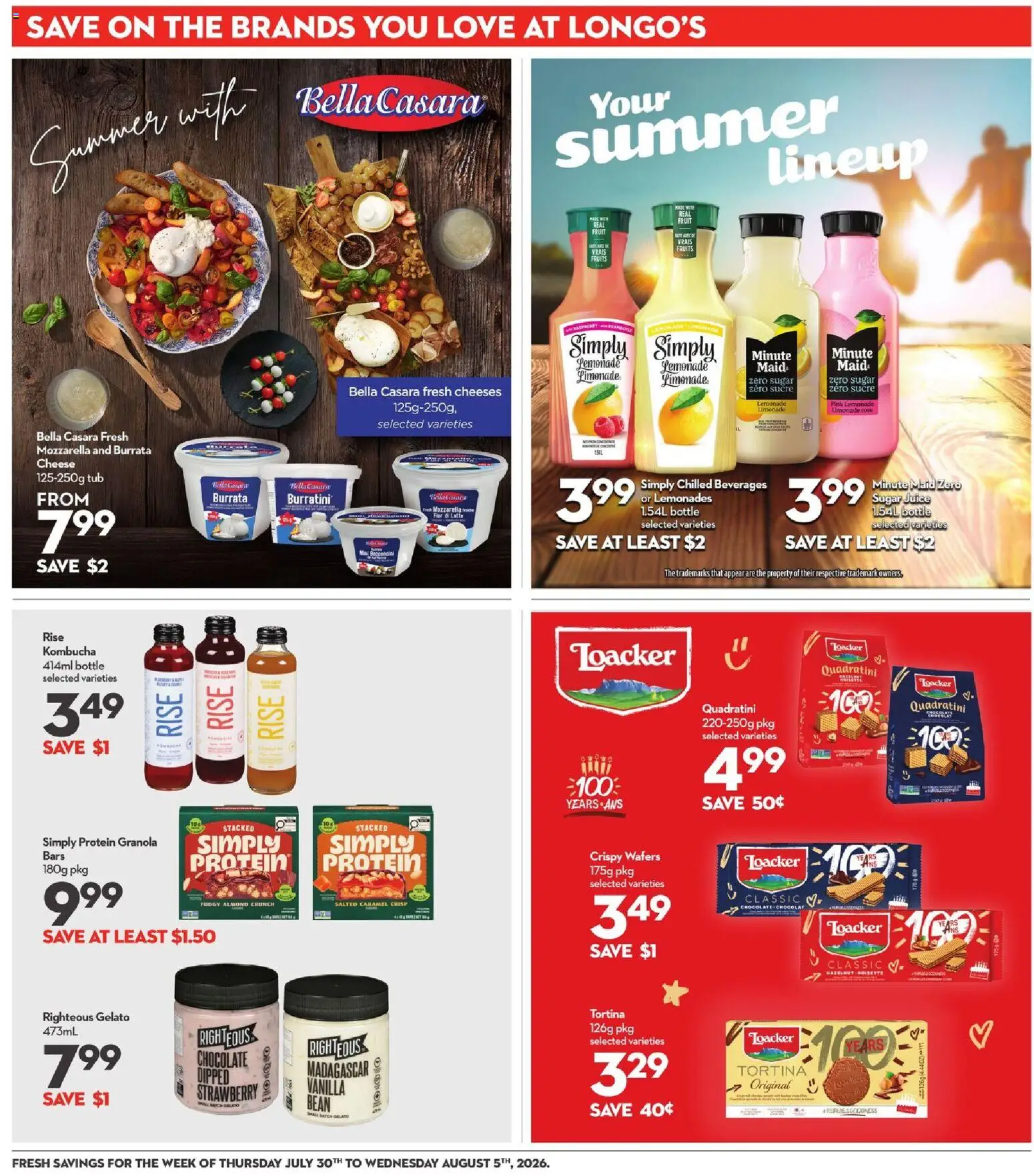 Longo's flyer valid from Aug 6, 2026 | Page: 20 | Products: Cheese, Chocolate, Juice