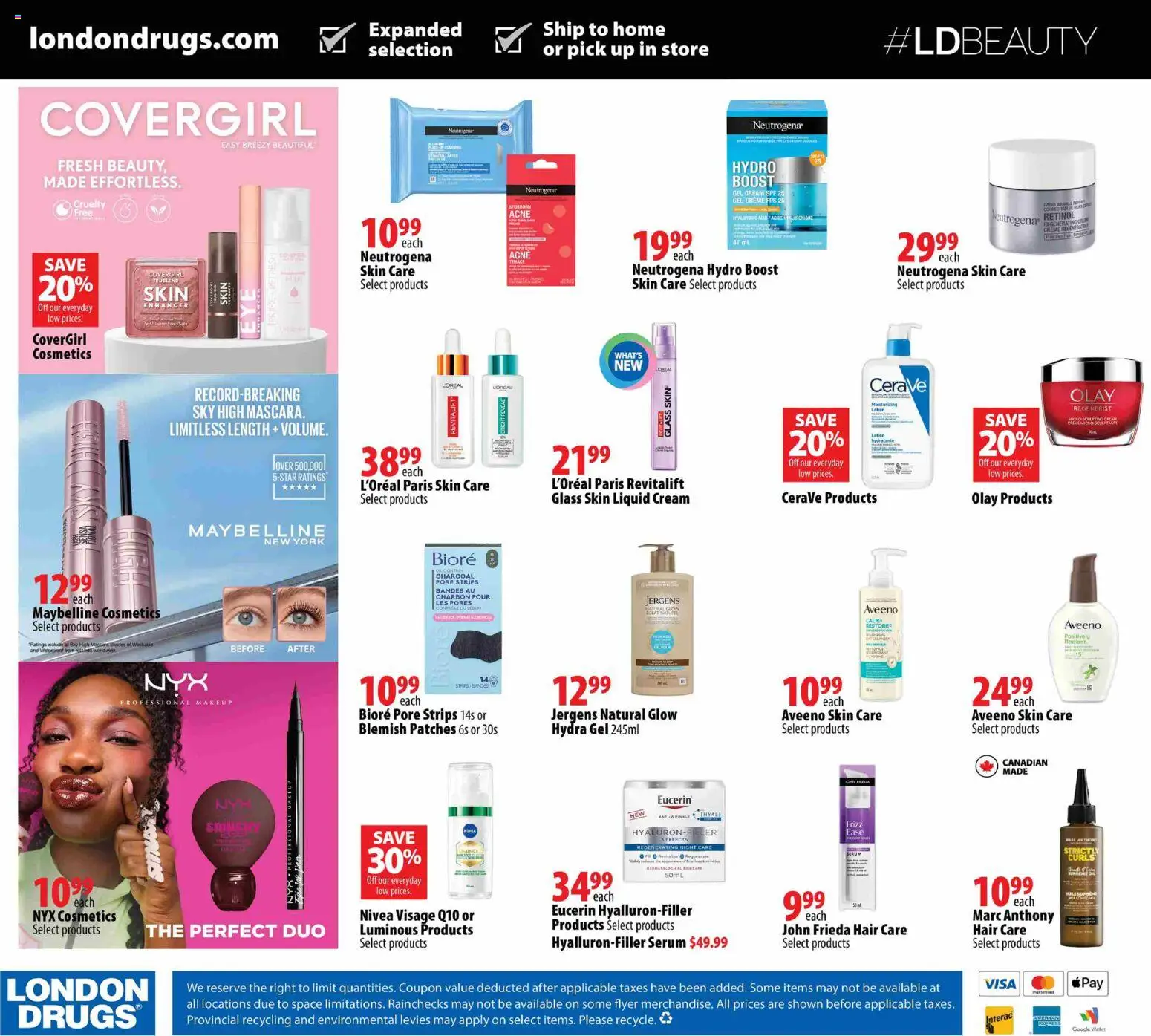 London Drugs flyer valid from Oct 2, 2026 | Page: 3 | Products: Cream, Mascara, Strips, Charcoal
