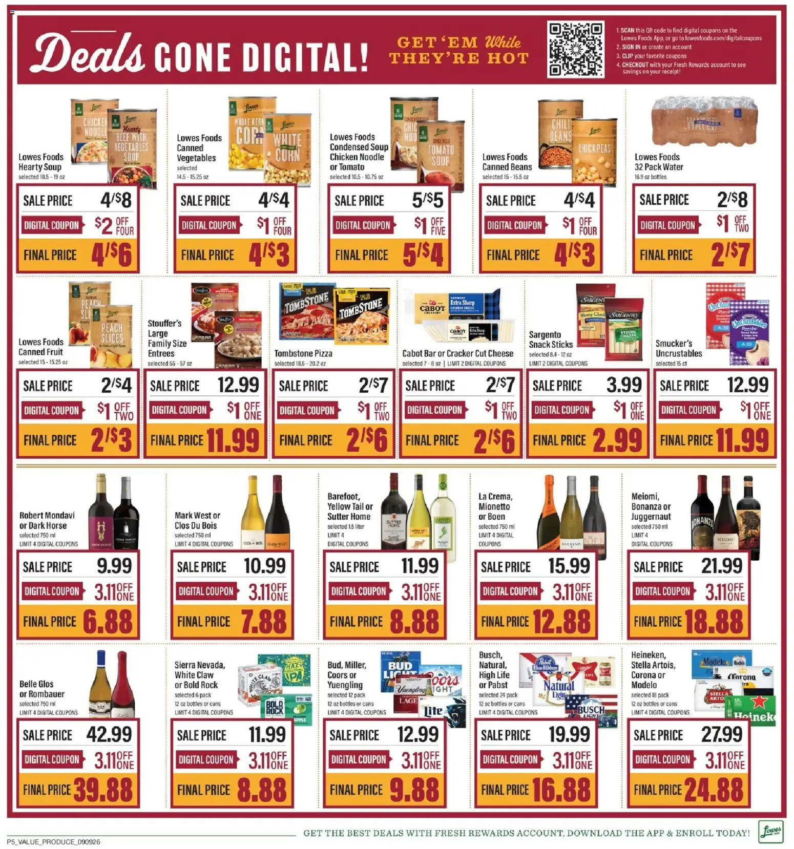 Lowes Foods Weekly Ad - valid from 09/09/2026 | Page: 8 | Products: Chickpeas, Cheese, Fruit, Tomato