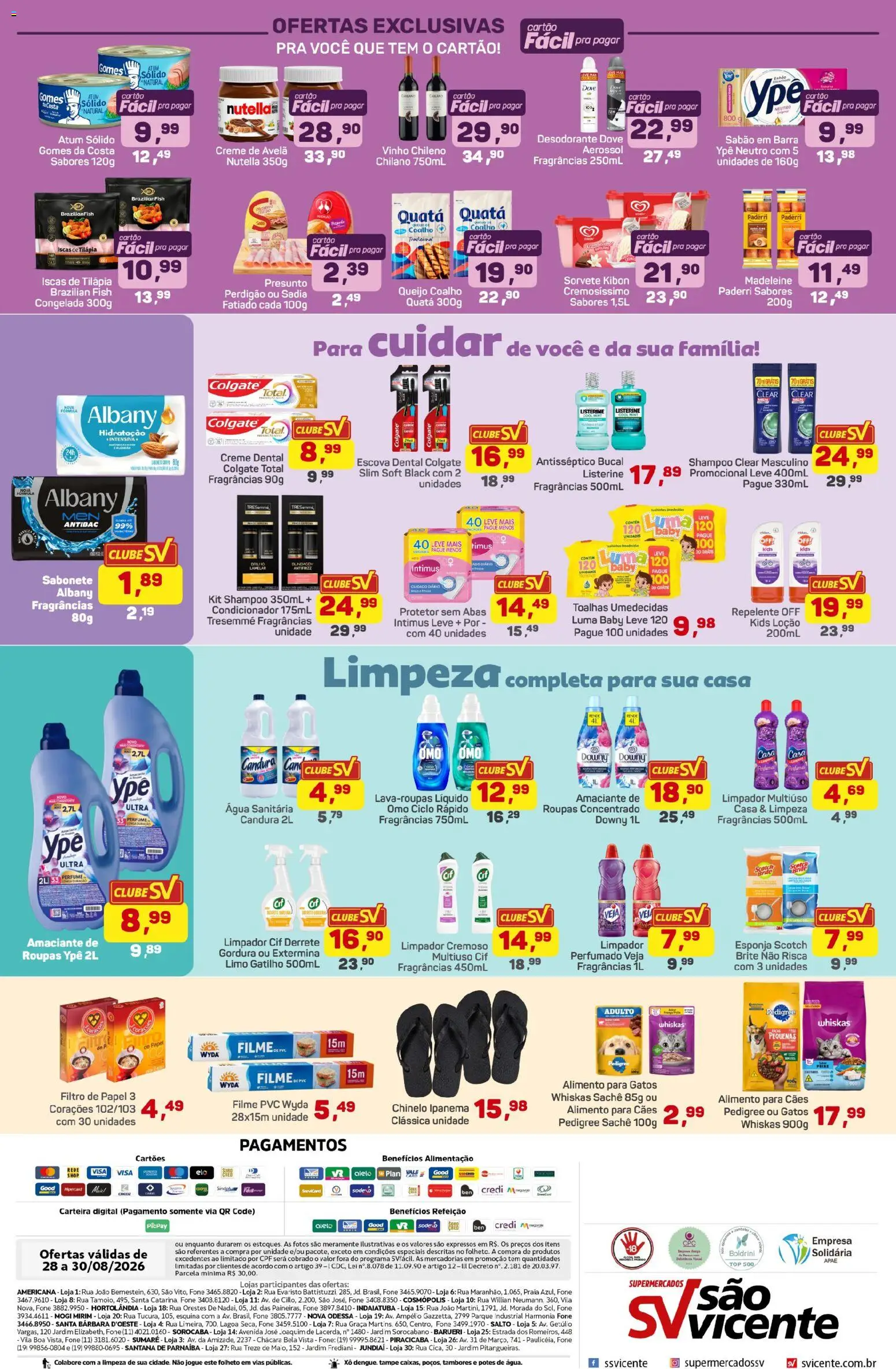 Supermercados São Vicente Folheto - válido de 28/08/2026 | Página: 4 | Produtos: Desodorante, Roupas, Repelente, Avelã