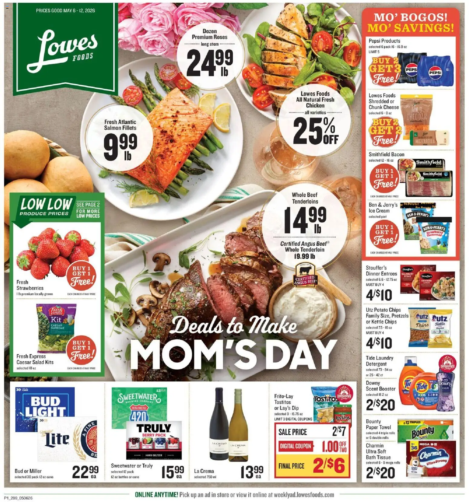 Lowes Foods Weekly Ad - GA - valid from 06.05.2026 | Page: 1 | Products: Detergent, Chips, Cream, Ice cream