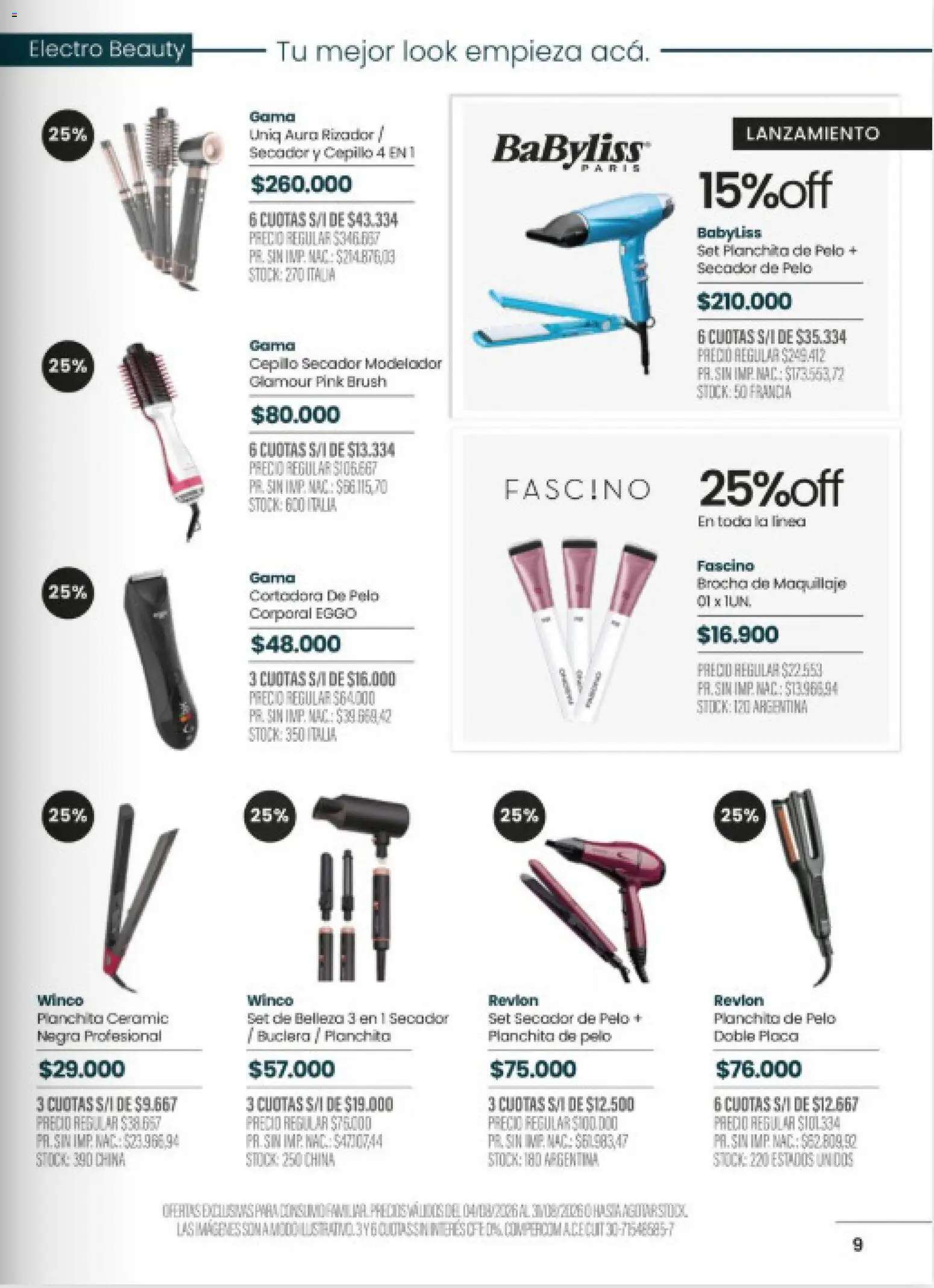 Pigmento catálogo │ válido desde el 04/08/2026 | Página: 9 | Productos: Secador de pelo, Maquillaje, Cepillo, Buclera