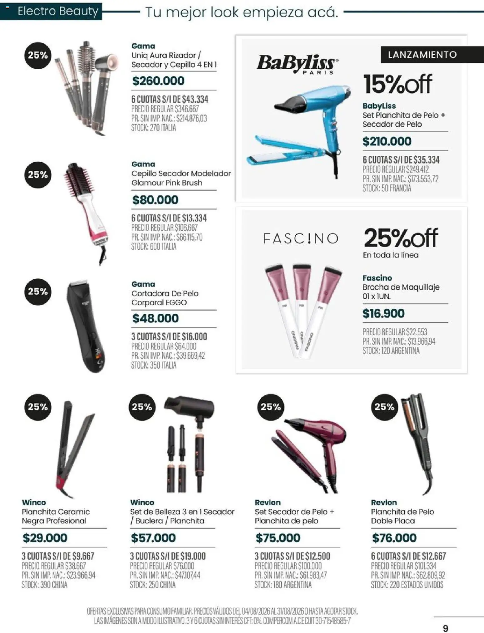 Pigmento catálogo │ válido desde el 04/08/2026 | Página: 9 | Productos: Secador de pelo, Maquillaje, Cepillo, Buclera