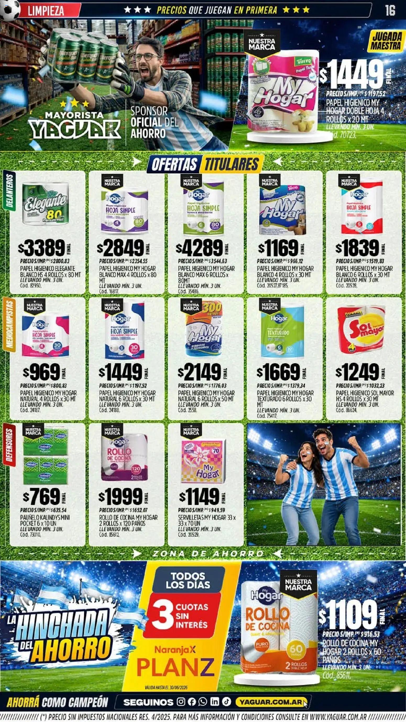 Yaguar - Oferta Semanal Misiones │ válido desde el 01.06.2026 | Página: 16 | Productos: Papel higiénico, Cocina, Servilletas, Pollo