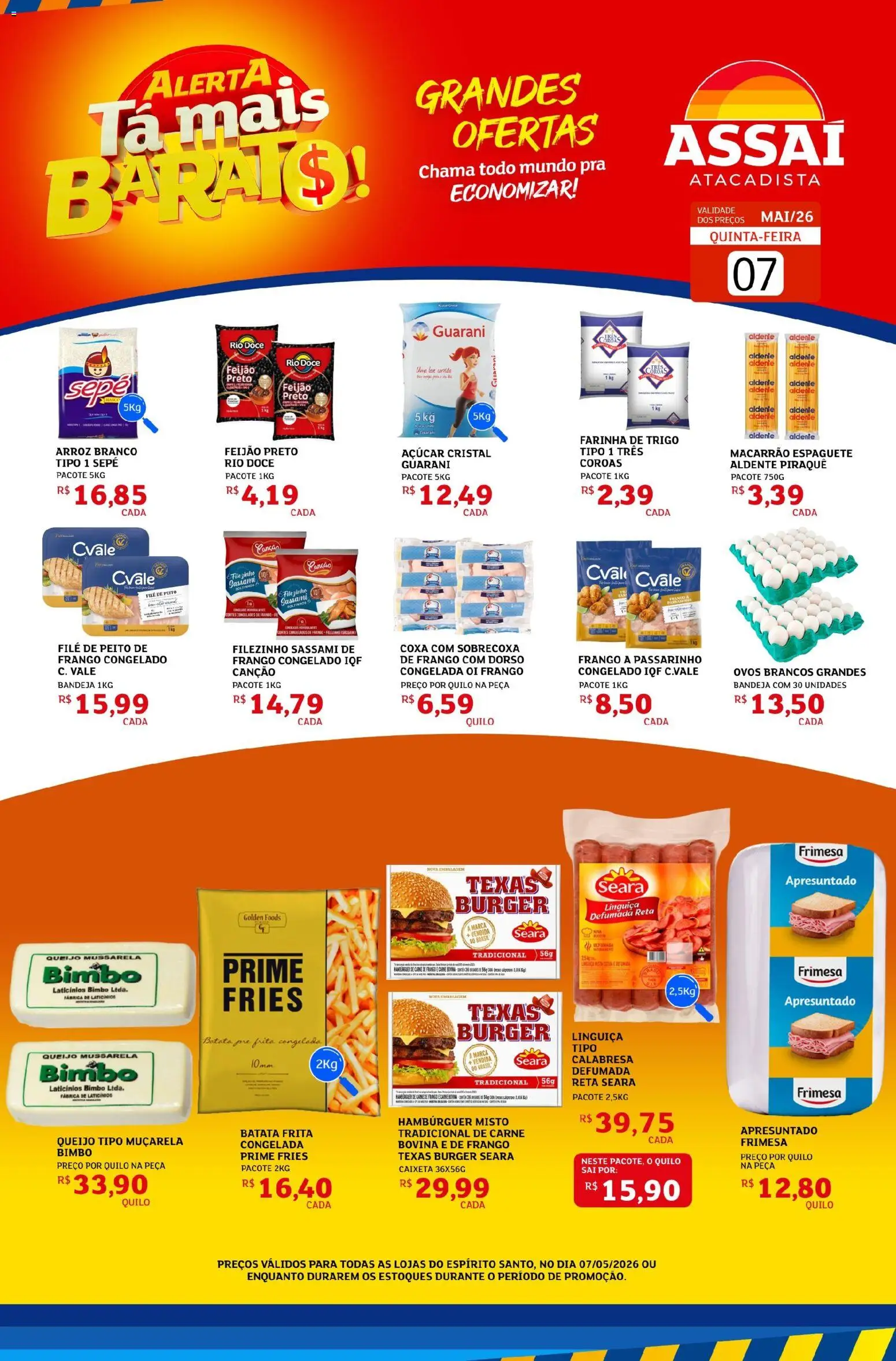 Assaí Atacadista Folheto - válido de 07.05.2026 | Página: 1 | Produtos: Carne, Bandeja, Frango, Mussarela