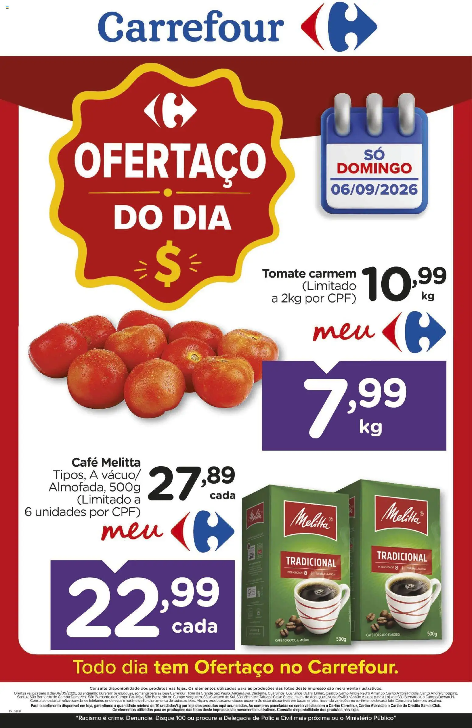 Carrefour Folheto - válido de 06/09/2026 | Página: 1 | Produtos: Tomate, Café