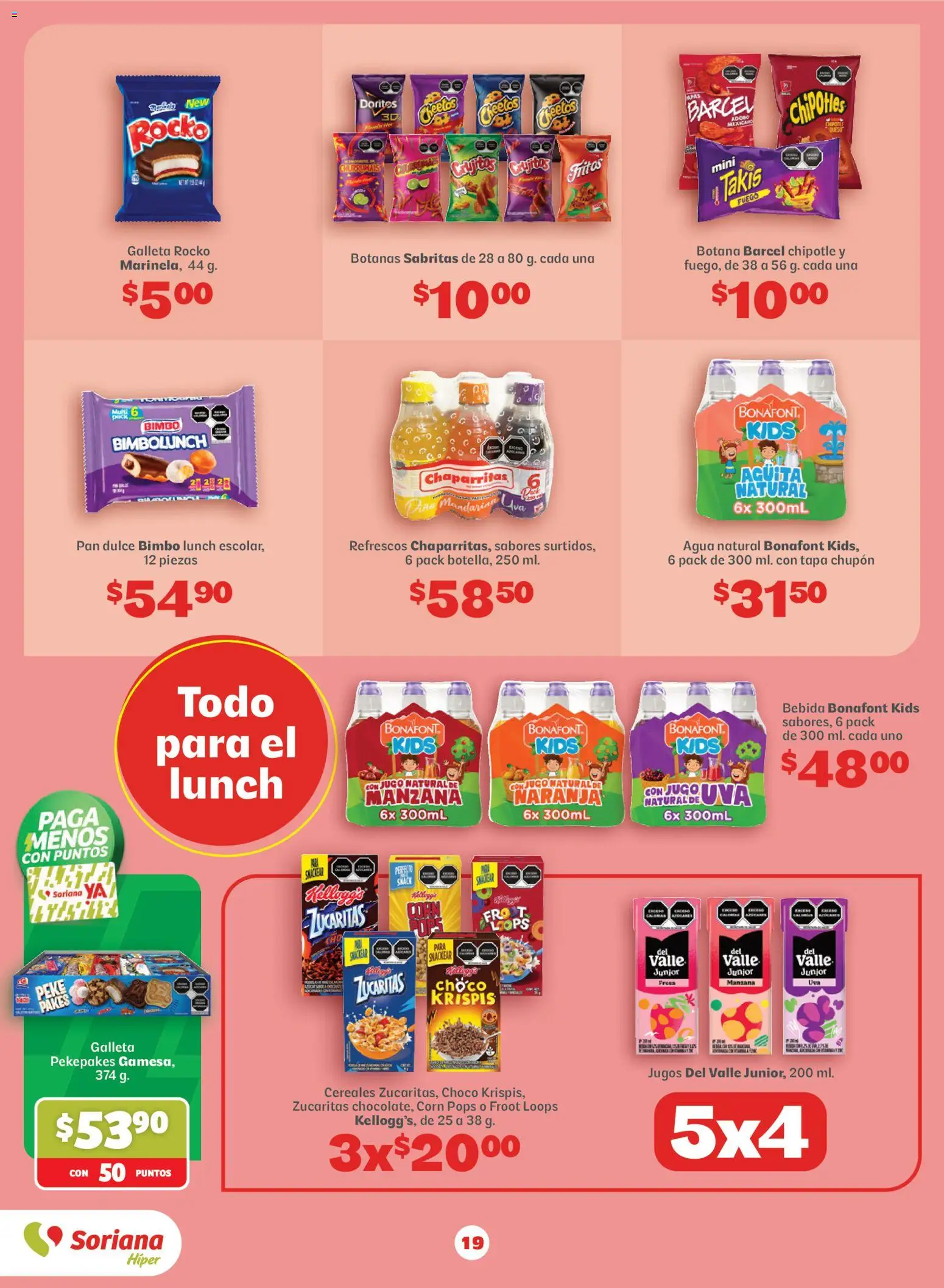 Nuevas ofertas de Soriana válidas en toda la República Mexicana desde el 13/08/2026. ¡Encuentra las mejores ofertas en Soriana Regresa a clases ¡Bien listo! Híper Nacional! | Página: 20 | Productos: Pan dulce, Agua, Cereales, Chupón