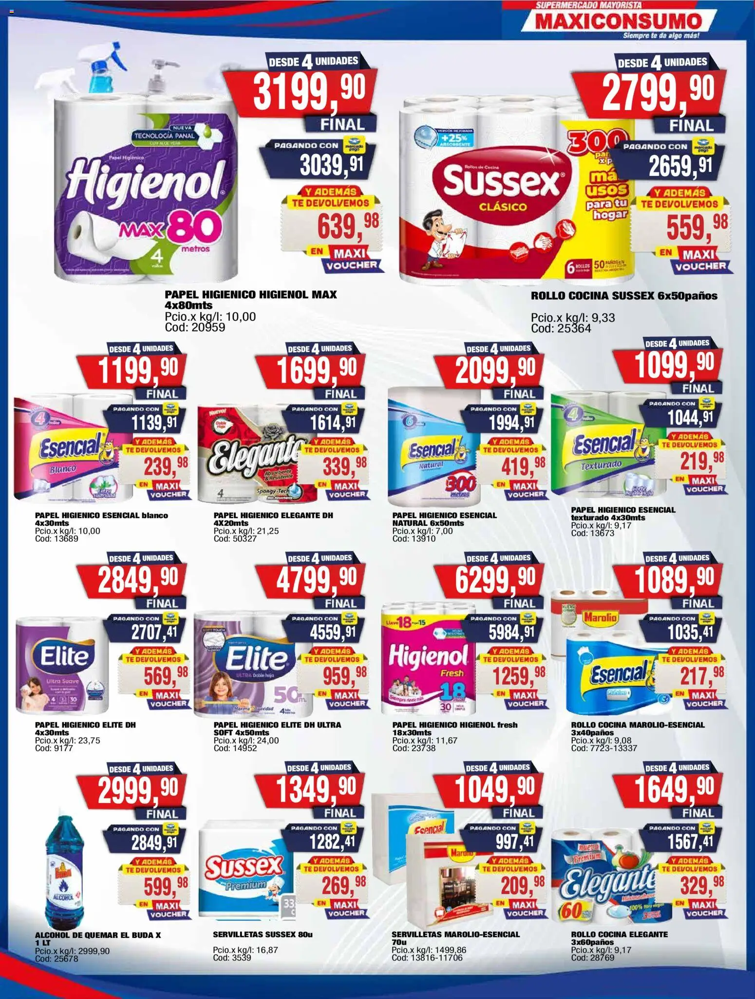Maxiconsumo ofertas │ válido desde el 31/08/2026 | Página: 26 | Productos: Papel higiénico, Cocina, Servilletas, Té