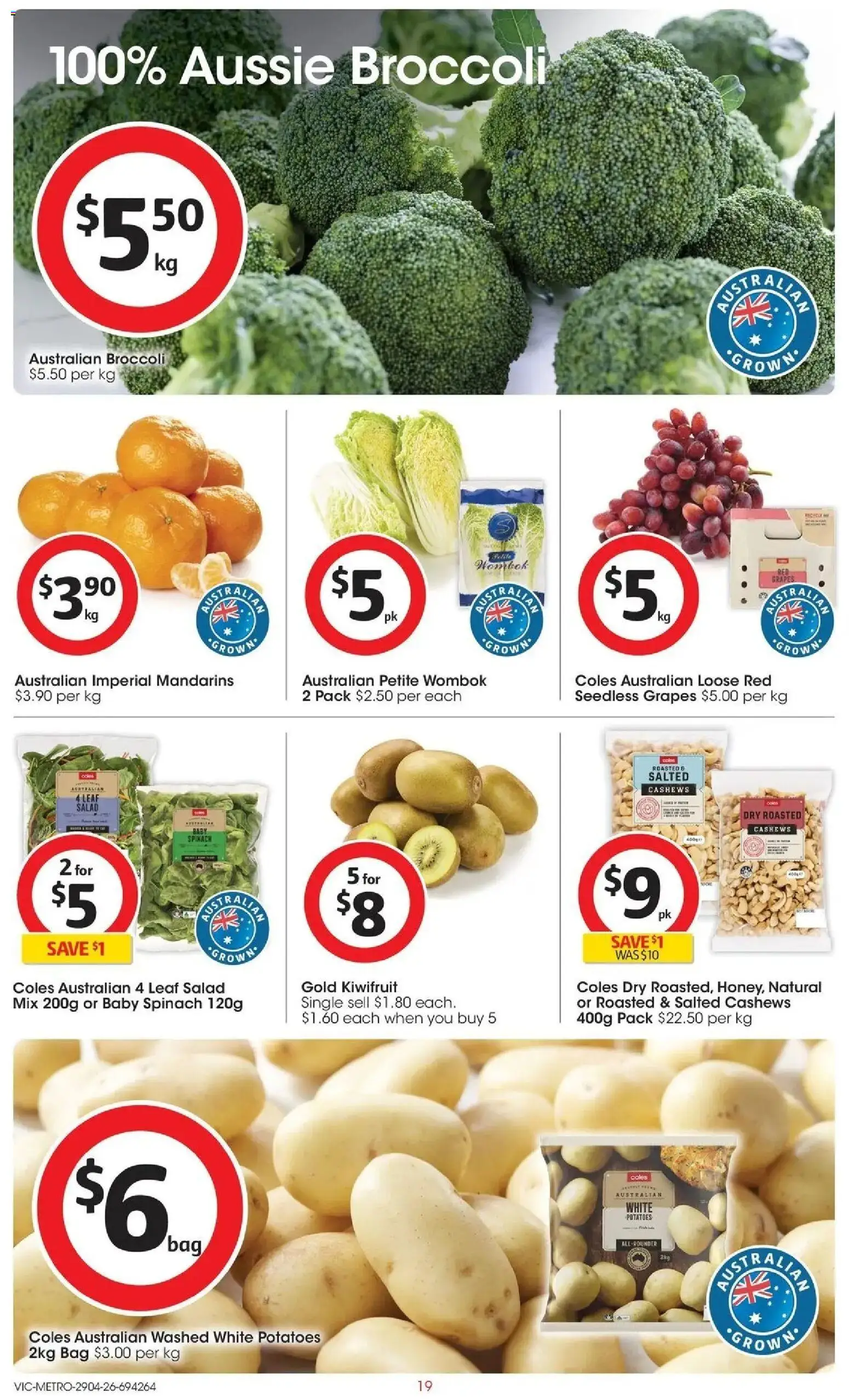 Coles catalogue - valid from 28.04.2026 | Page: 19 | Products: Kiwifruit, Potatoes, Grapes, Bag