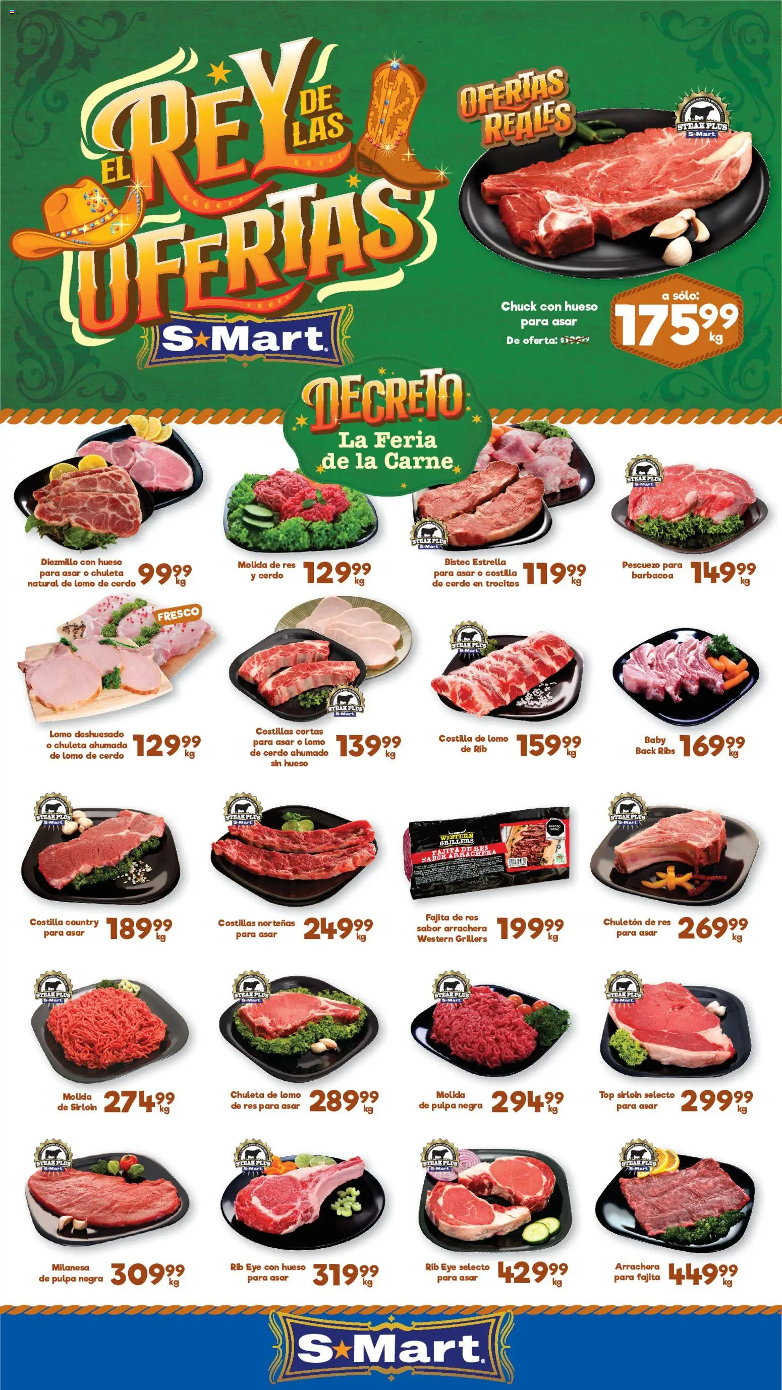 Nuevas ofertas de S-Mart válidas en toda la República Mexicana desde el 12.06.2026. ¡Encuentra las mejores ofertas en S-Mart folleto Ofertas de feria Chihuahua! | Página: 1 | Productos: Milanesa, Cerdo, Top, Short