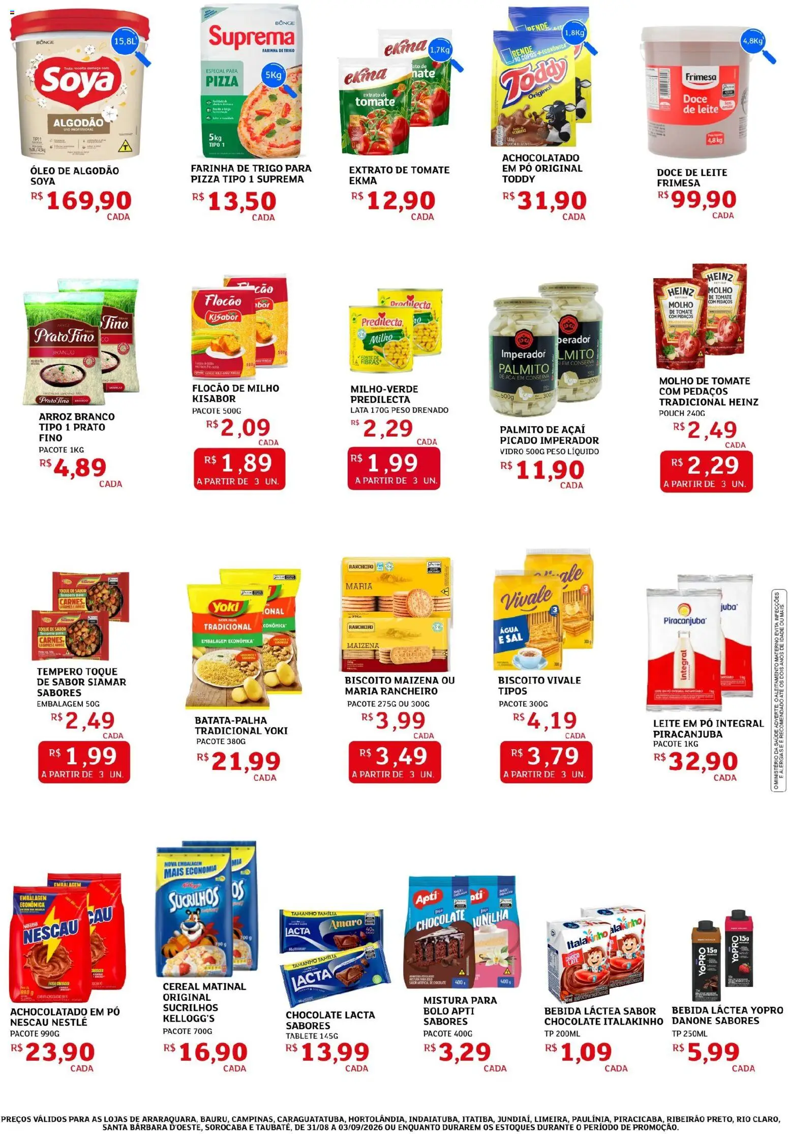 Assaí Atacadista Folheto - válido de 31/08/2026 | Página: 2 | Produtos: Farinha, Achocolatado, Água, Doce de leite