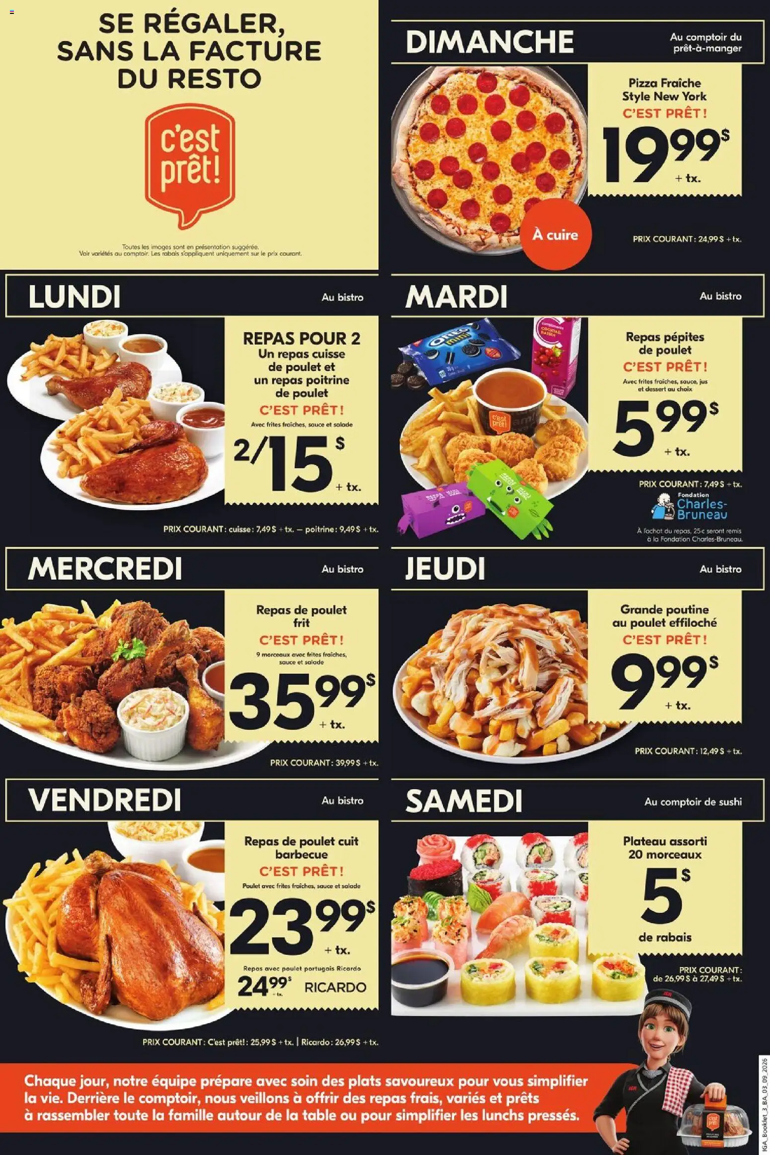 IGA flyer valid from Aug 27, 2026 | Page: 3 | Products: Dessert, Table, Sushi, Pizza