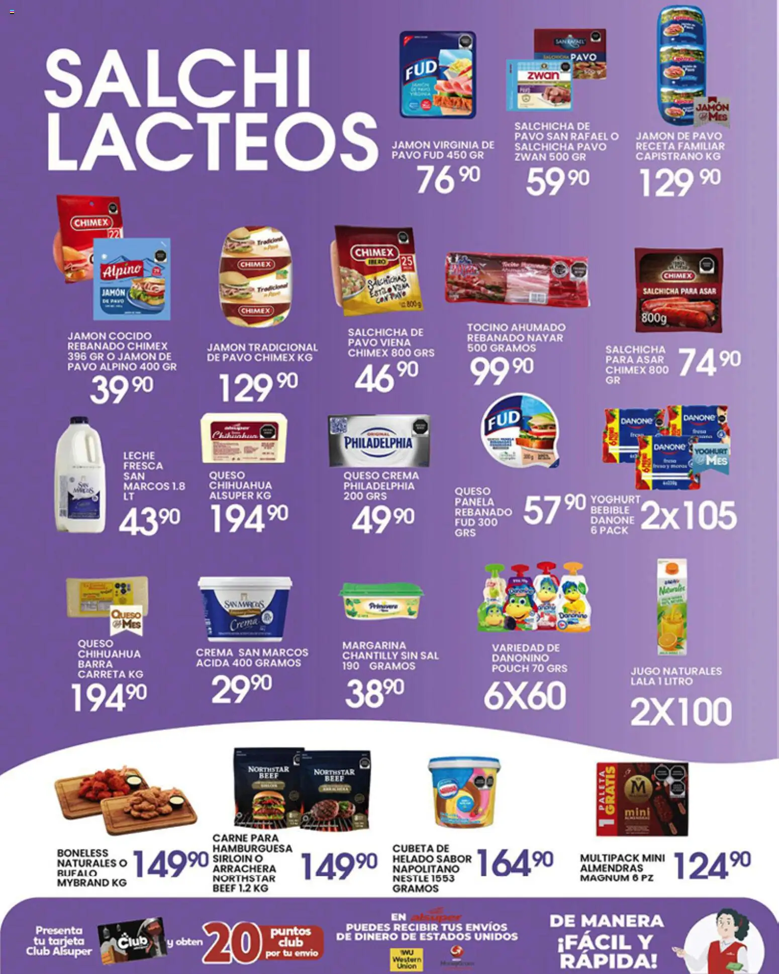 Nuevas ofertas de Alsuper válidas en toda la República Mexicana desde el 08.05.2026. ¡Encuentra las mejores ofertas en Alsuper folleto Zacatecas! | Página: 3 | Productos: Sal, Queso crema, Crema, Helado