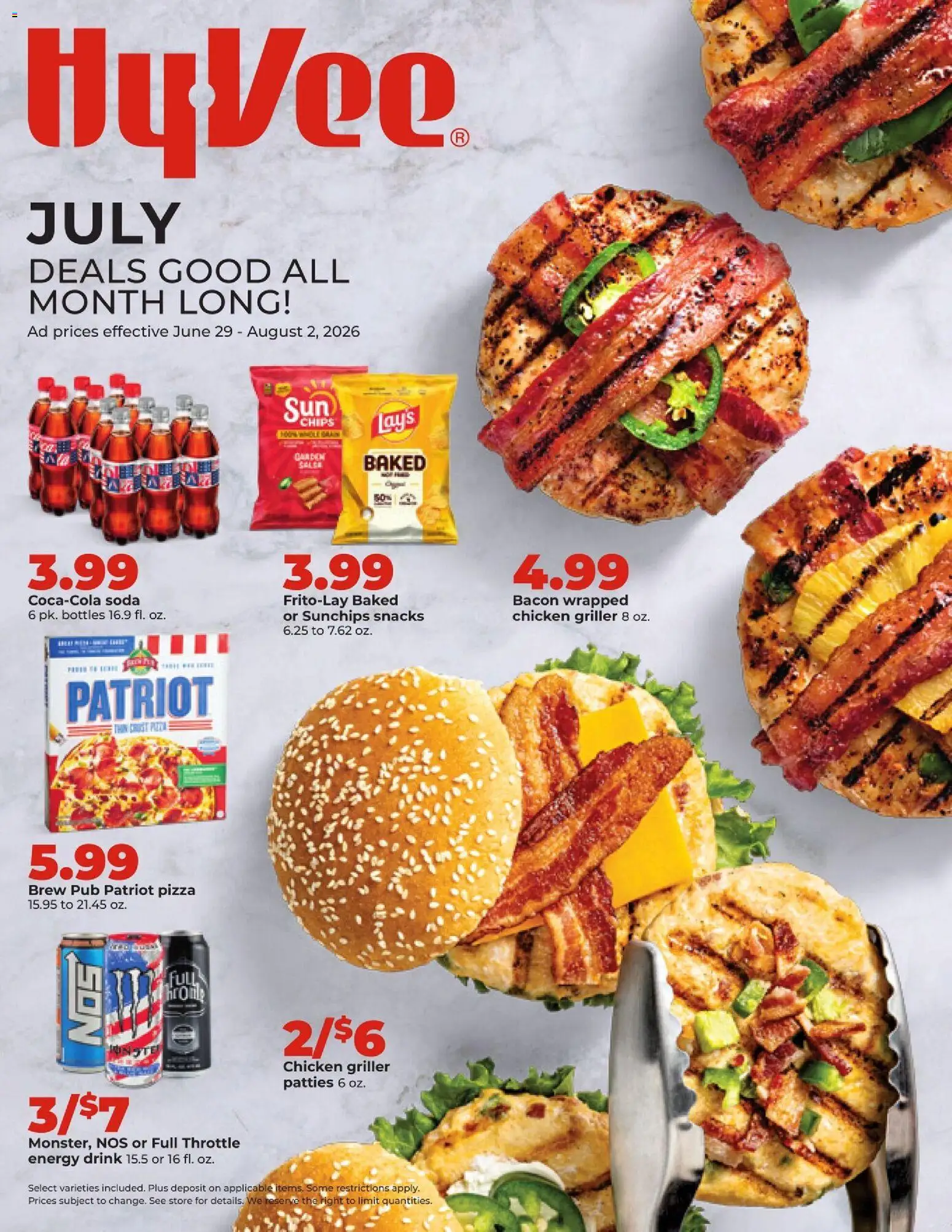 HyVee Monthly Ad - valid from 06/29/2026 | Page: 1 | Products: Pizza, Chips, Throttle