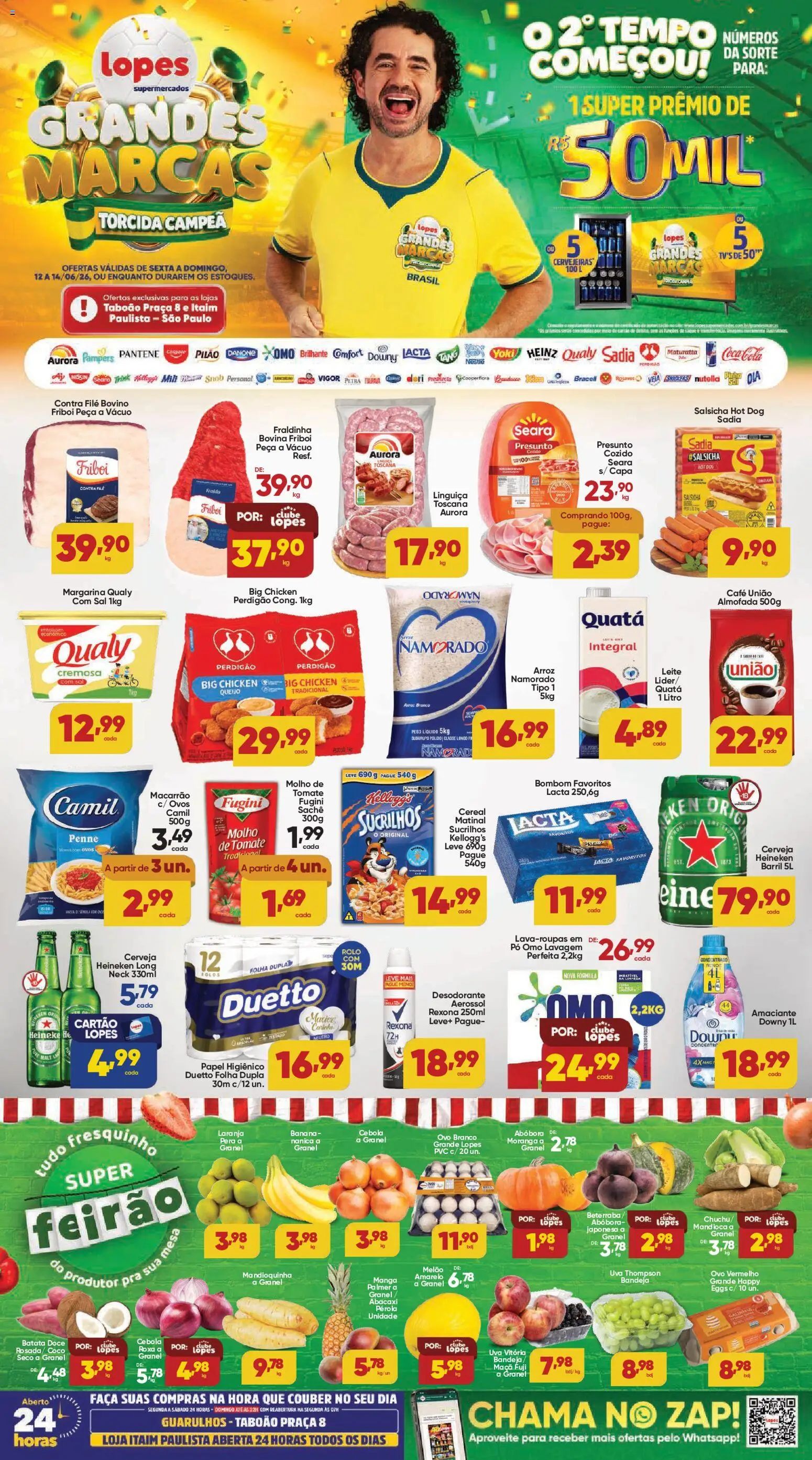 Lopes Supermercados Folheto - válido de 12.06.2026 | Página: 1 | Produtos: Pera, Desodorante, Fraldinha, Macarrão