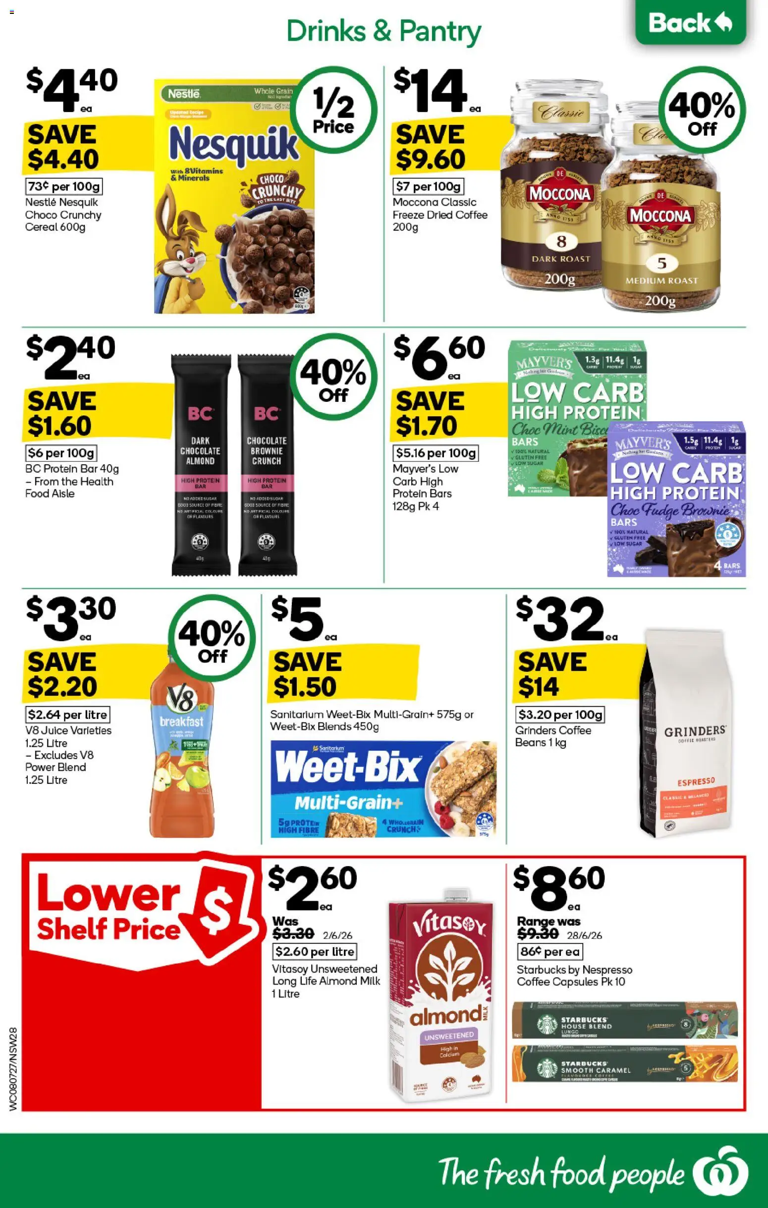 Woolworths catalogue - valid from 08/07/2026 | Page: 28 | Products: Coffee, Juice, Cereal, Moccona