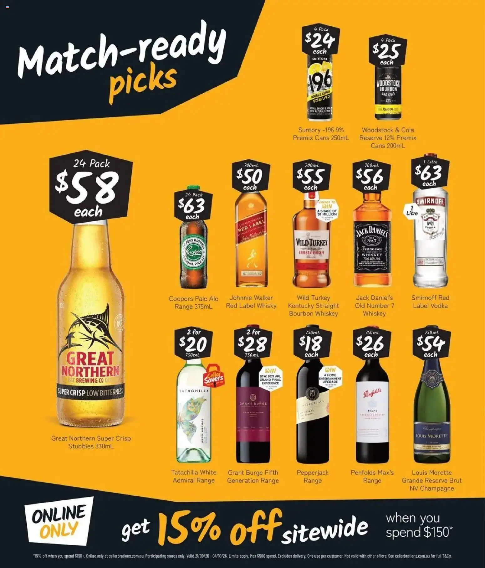 Cellarbrations catalogue - valid from 21/09/2026 | Page: 2 | Products: Champagne, Whiskey, Lemon, Jack Daniel’s