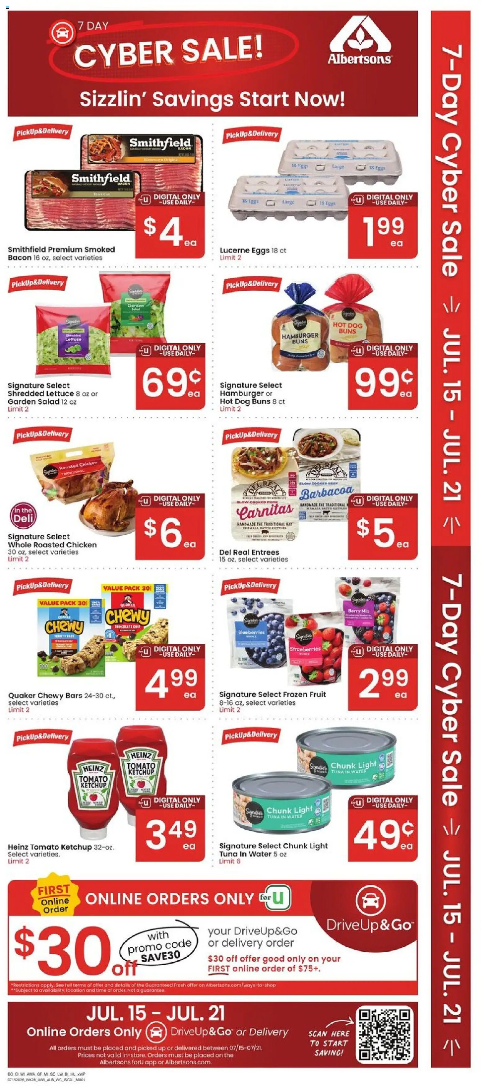 Albertsons Weekly Ad - valid from 07/15/2026 | Page: 4 | Products: Eggs, Strawberries, Ketchup, Water