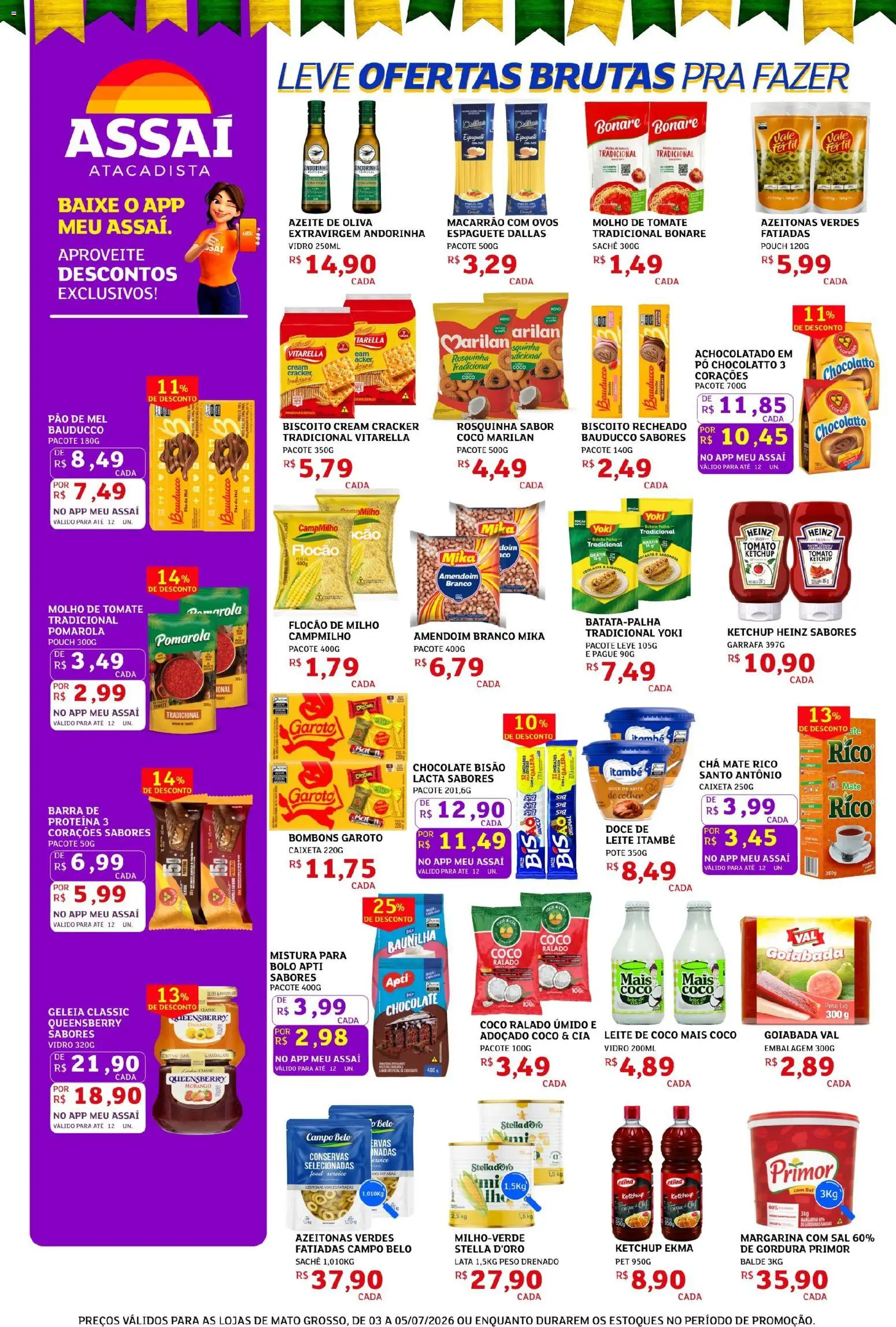 Assaí Atacadista Folheto - válido de 03/07/2026 | Página: 2 | Produtos: Pó, Biscoito recheado, Margarina, Balde