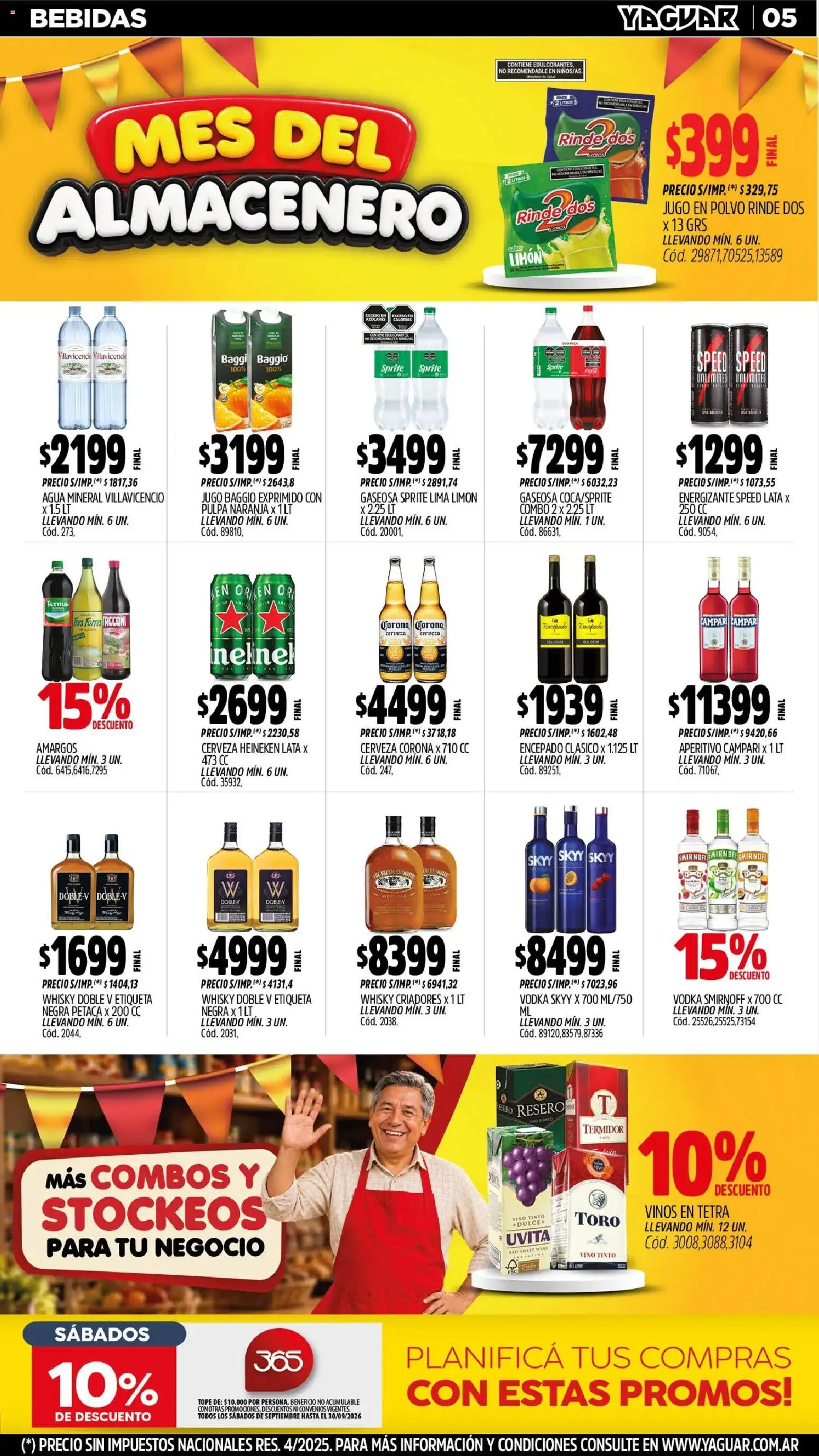 Yaguar - Oferta Semanal Misiones │ válido desde el 31/08/2026 | Página: 5 | Productos: Campari, Bebidas, Vino blanco, Cerveza Corona