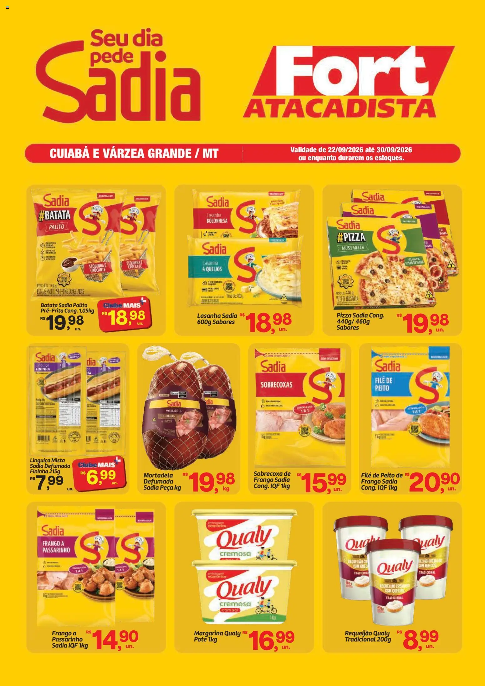 Fort Atacadista Folheto - válido de 22/09/2026 | Página: 1 | Produtos: Sobrecoxa de frango, Linguiça, Mussarela, Margarina