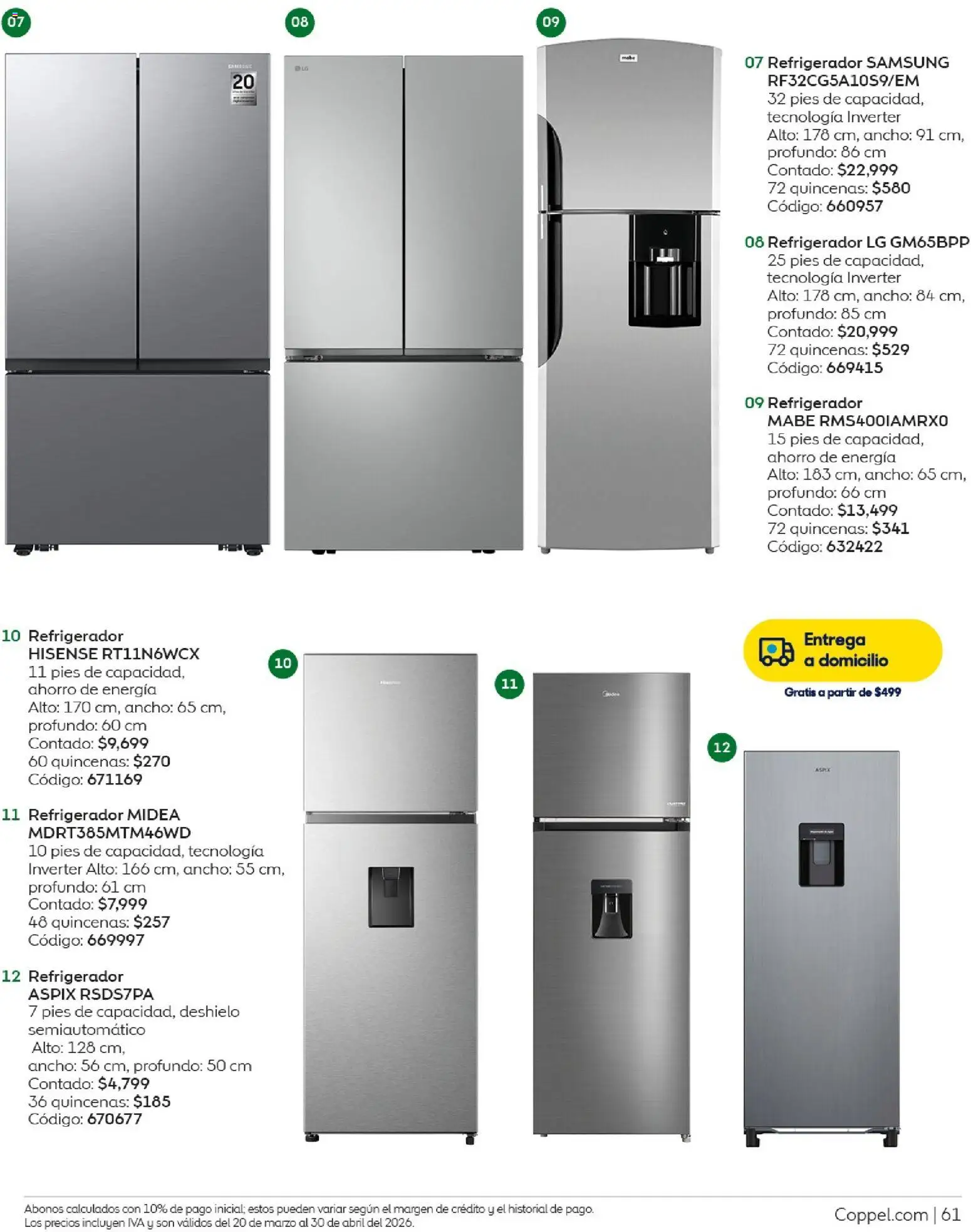 Nuevas ofertas de Coppel válidas en toda la República Mexicana desde el 01.03.2026. ¡Encuentra las mejores ofertas en Coppel catálogo Vacaciones Semana Santa! | Página: 61 | Productos: Refrigerador