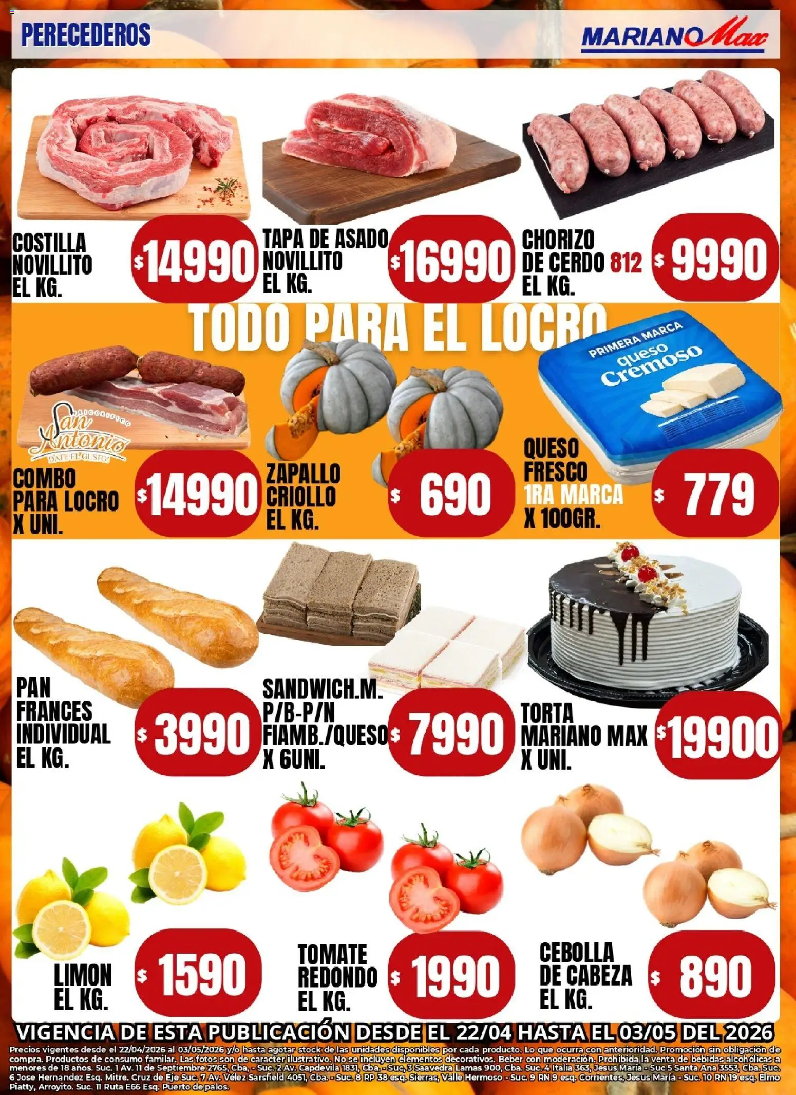 Mariano Max - Catálogo │ válido desde el 22.04.2026 | Página: 9 | Productos: Zapallo, Limón, Torta, Chorizo