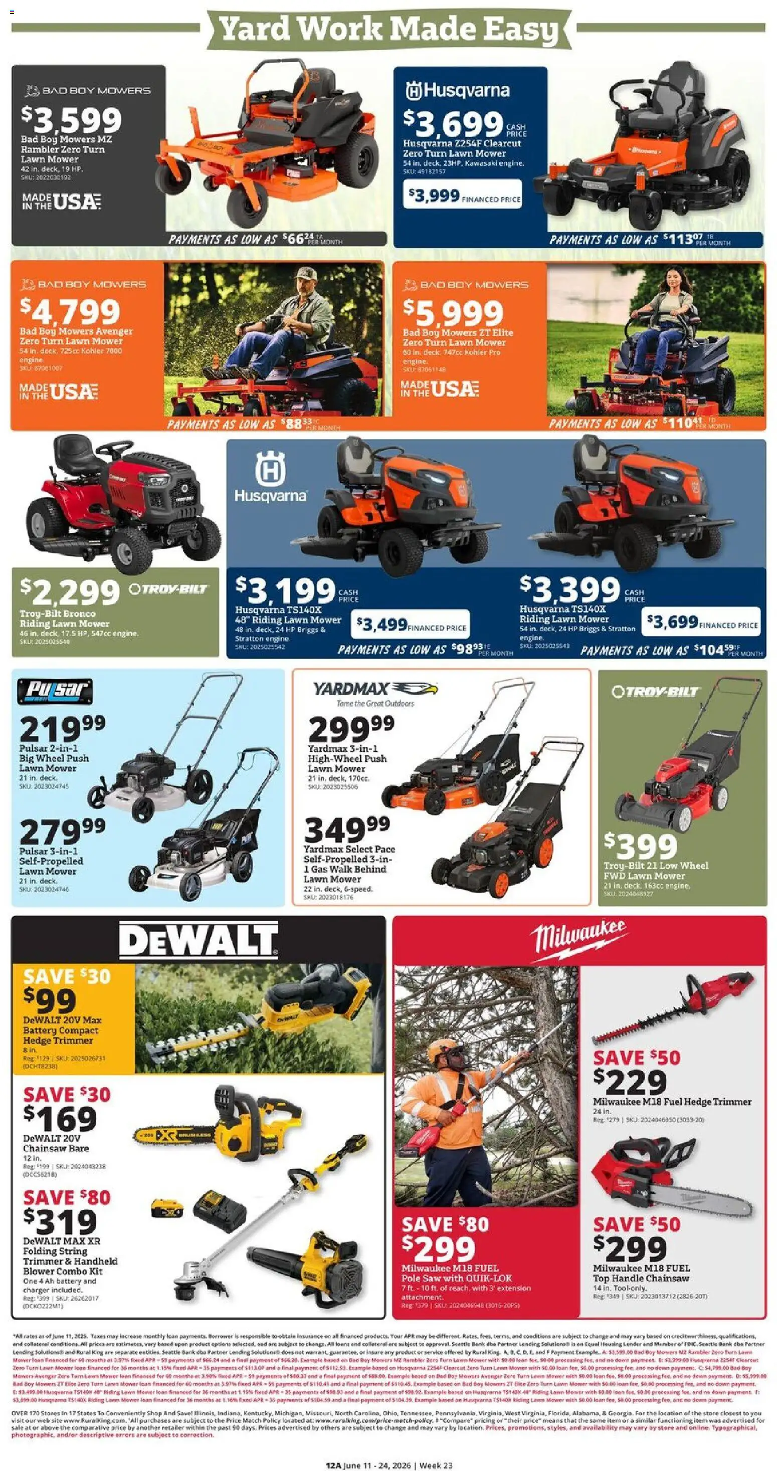Rural King Weekly Ad - valid from 11.06.2026 | Page: 14 | Products: Lawn Mower, Trimmer, Mower, Charger