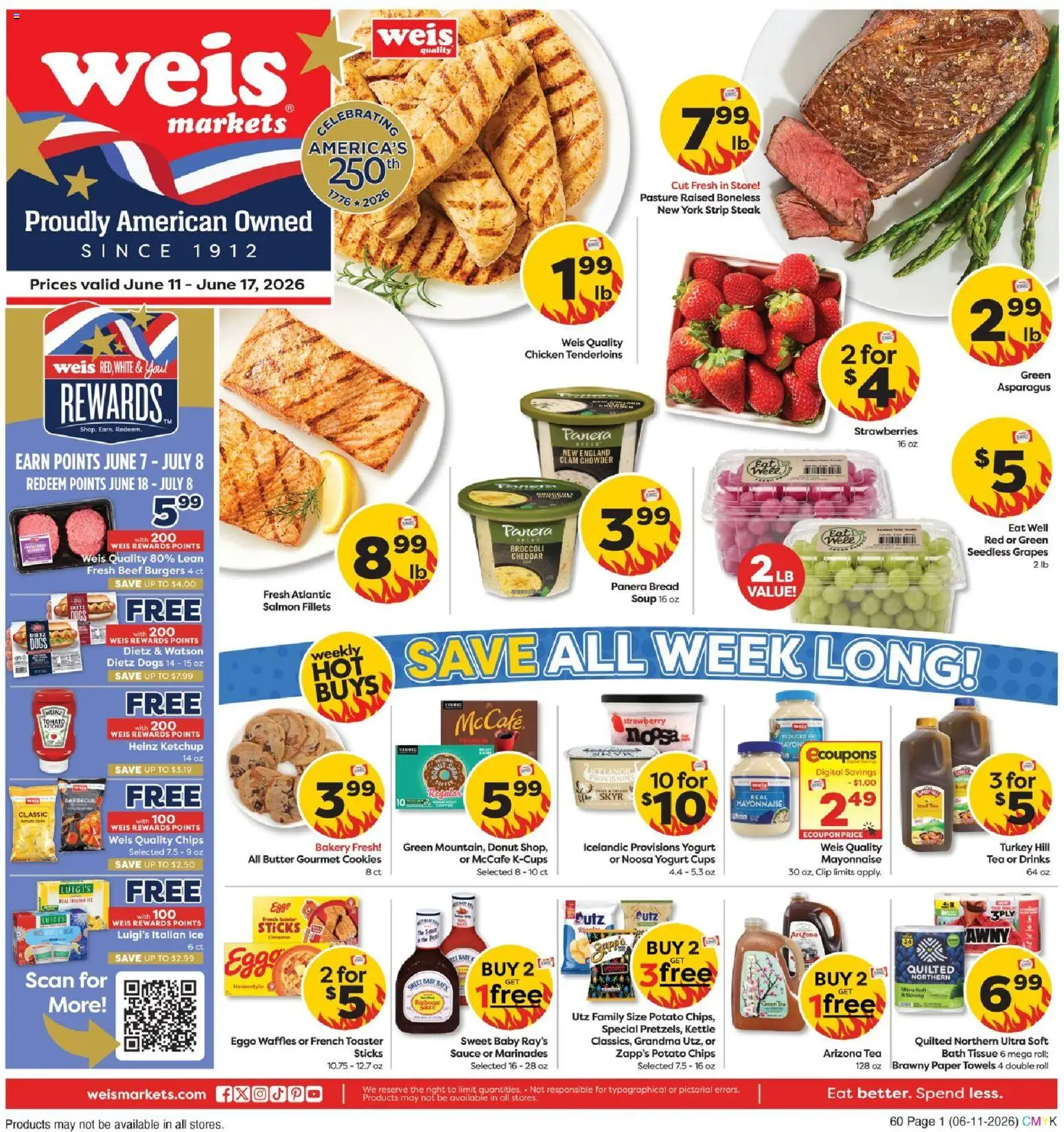 Weis Weekly Circular - PA - valid from 11.06.2026 | Page: 1 | Products: Clip, Bath, Mayonnaise, Kettle