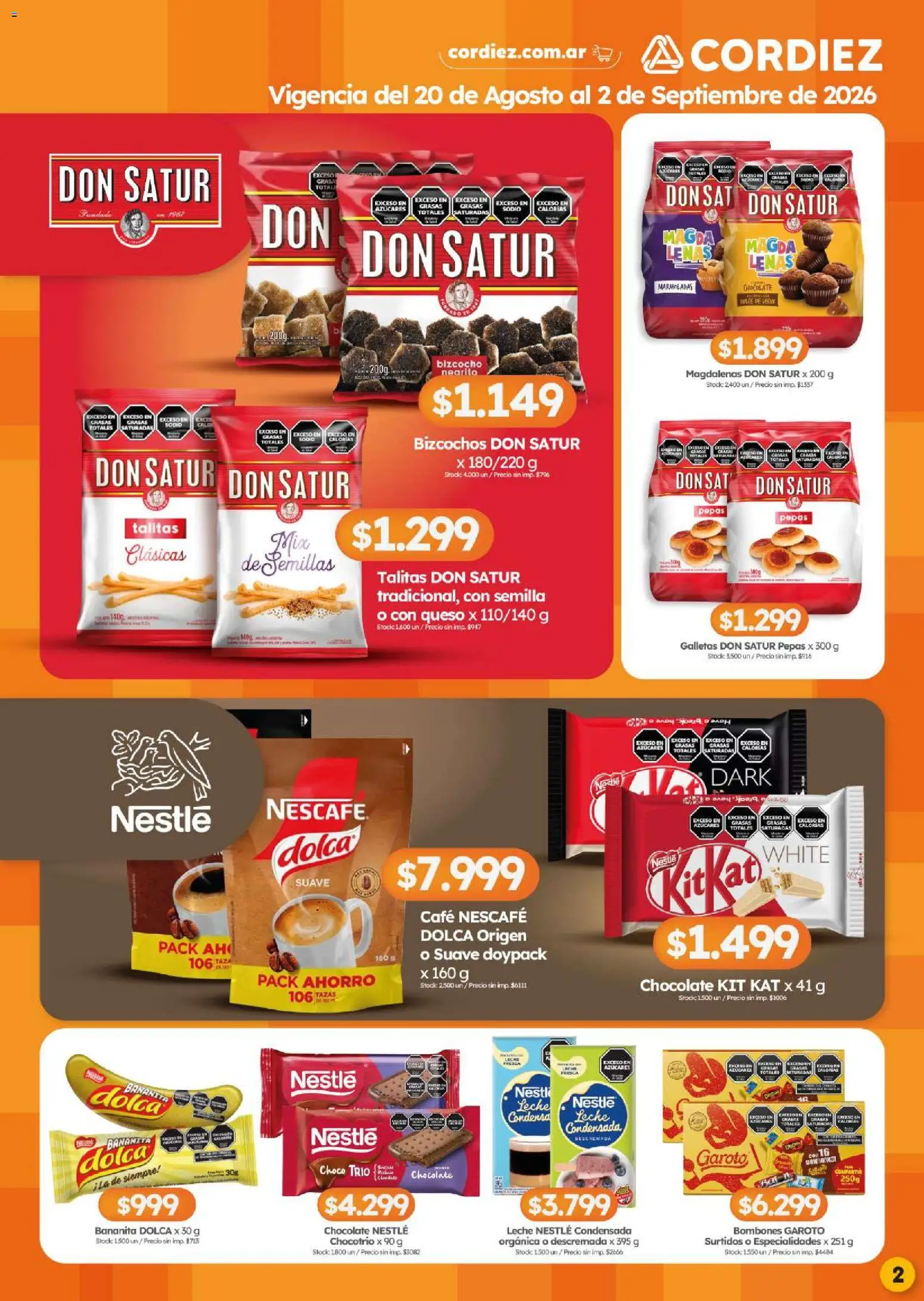 Cordiez ofertas │ válido desde el 20/08/2026 | Página: 2 | Productos: Especialidades, Dulce, Leche, Queso