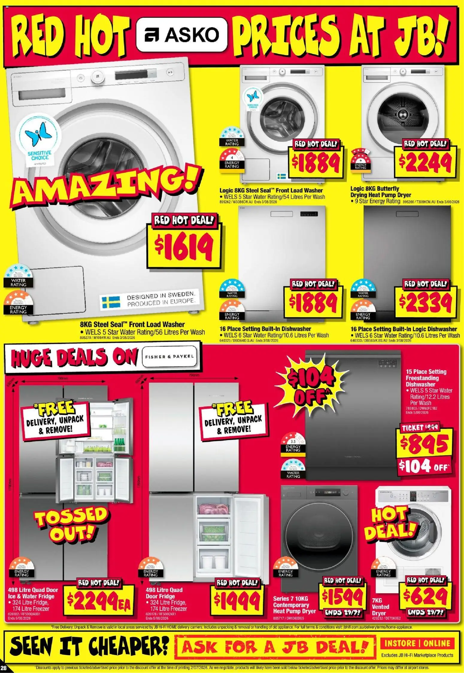 JB Hi-Fi catalogue - valid from 16/07/2026 | Page: 28 | Products: Door, Water, Freezer, Dryer