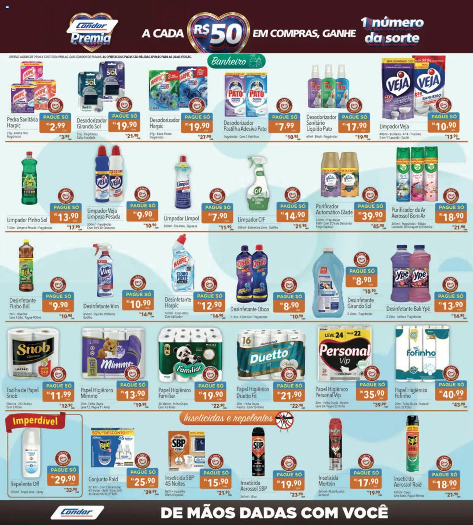 Supermercados Condor Folheto - válido de 29/06/2026 | Página: 23 | Produtos: Pedra sanitária, Cloro, Repelente, Inseticida