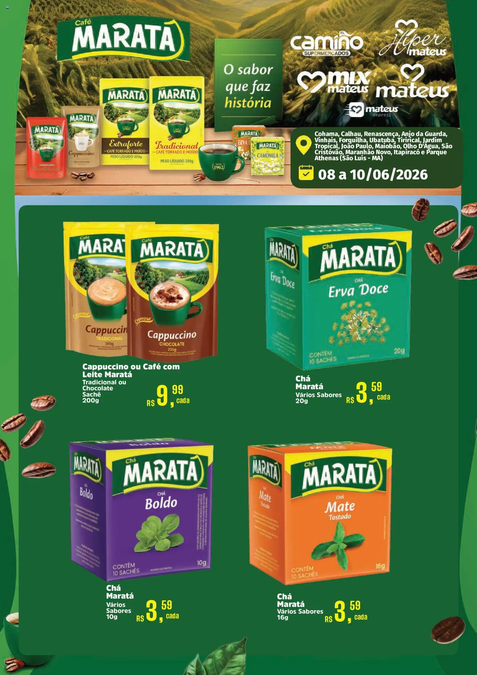 Mateus Folheto - válido de 08.06.2026 | Página: 2 | Produtos: Leite, Café, Chocolate
