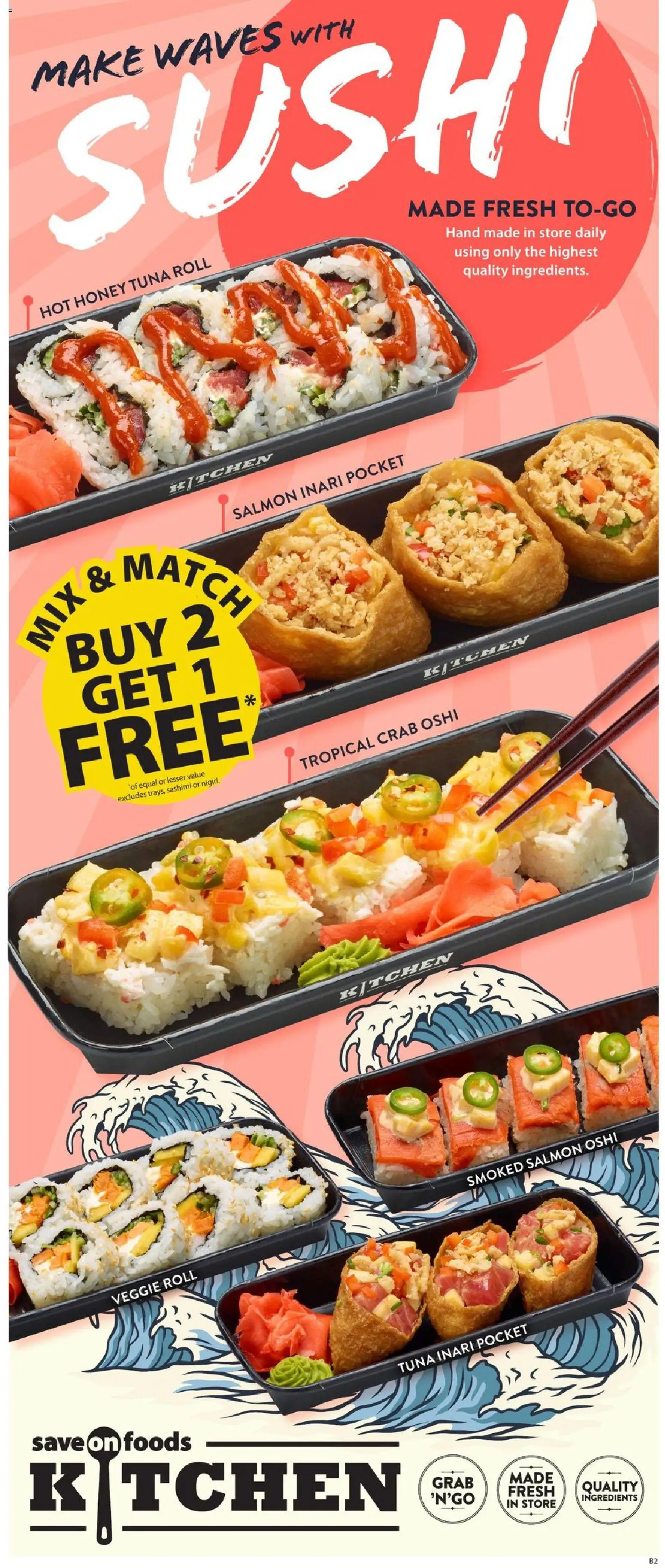 Save on foods flyer valid from Aug 6, 2026 | Page: 12 | Products: Salmon, Tuna, Sushi, Ingredients