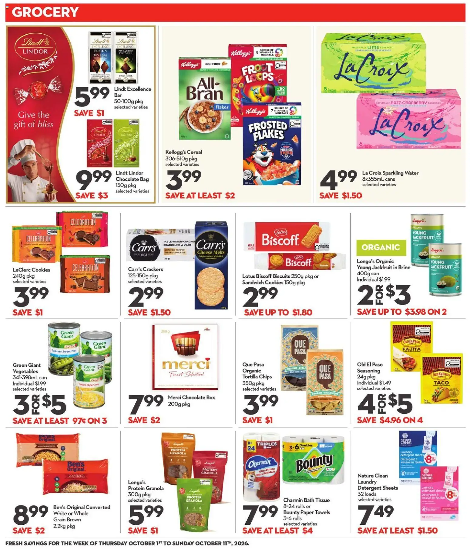 Longo's flyer valid from Oct 1, 2026 | Page: 19 | Products: Lime, Flakes, Detergent, Chocolate