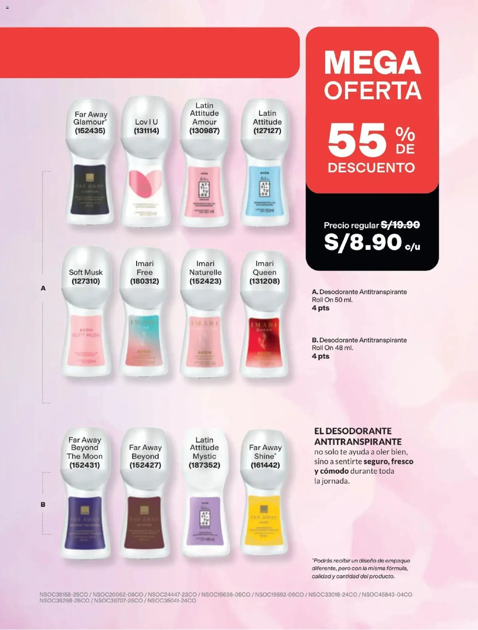 Catálogo Avon válido desde 29/08/2026 | Página: 156 | Productos: Desodorante, Antitranspirante, Té, Empaque