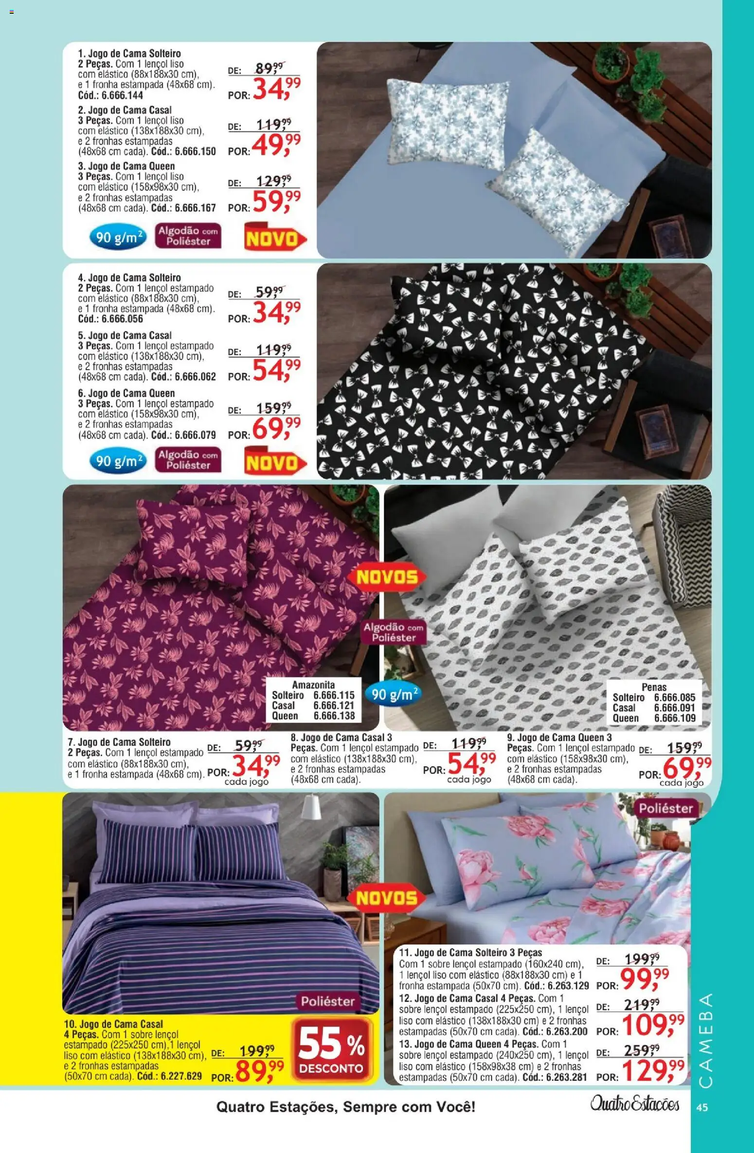 Quatro Estações Folheto - válido de 01/08/2026 | Página: 45 | Produtos: Jogo de cama, Cama, Algodão, Fronha