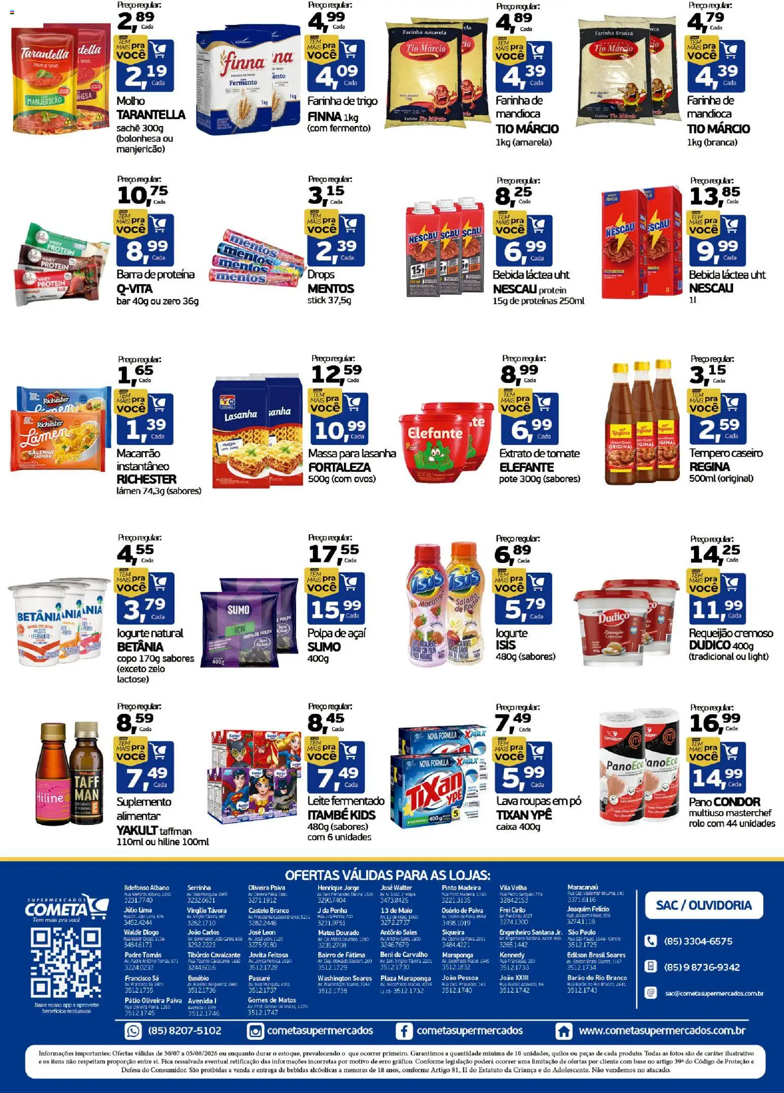 Cometa Supermercados Folheto - válido de 30/07/2026 | Página: 2 | Produtos: Farinha de trigo, Lasanha, Bebida, Cinto