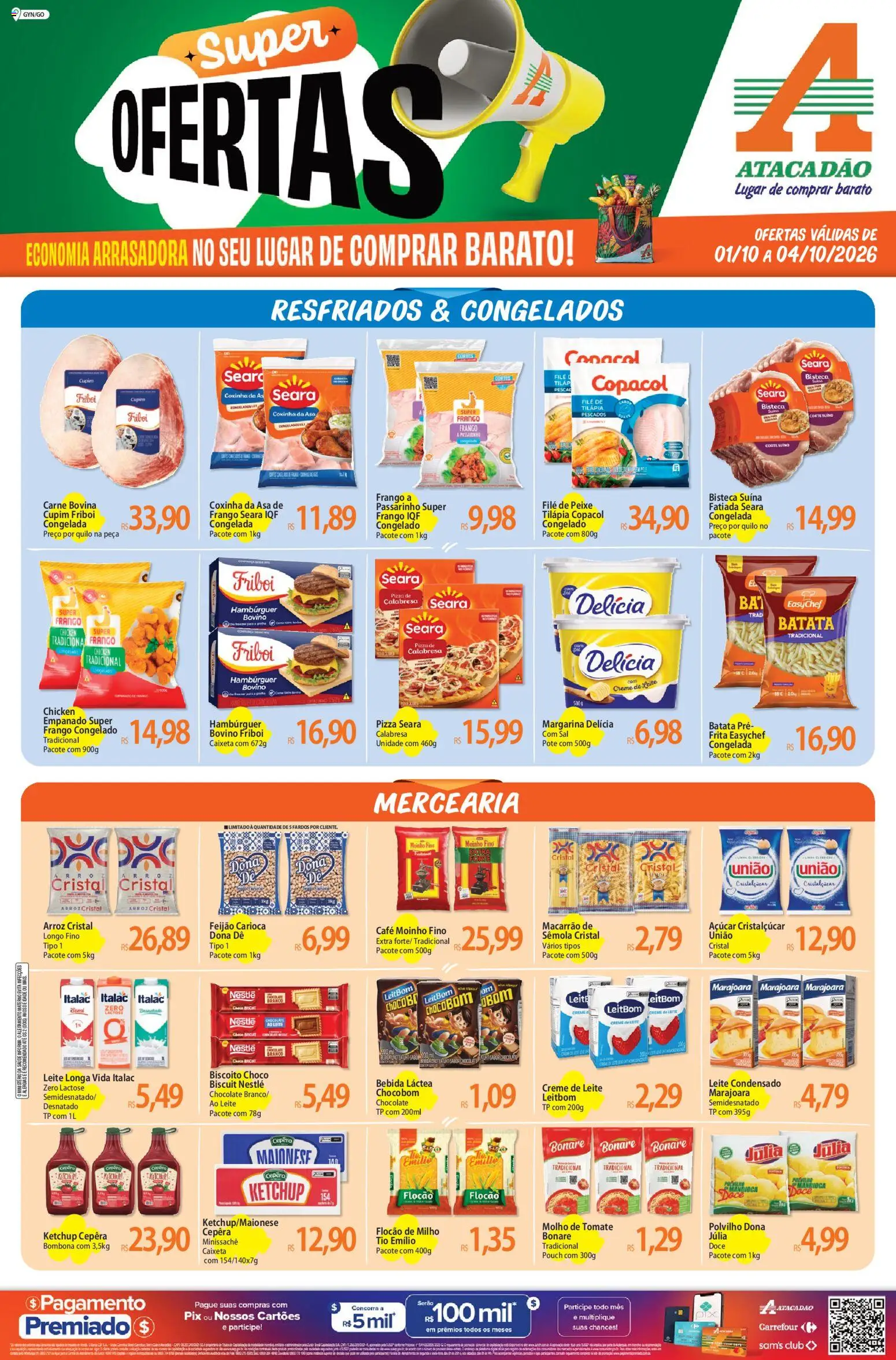 Atacadão Folheto - válido de 01/10/2026 | Página: 1 | Produtos: Molho de tomate, Asa de frango, Sal, Milho