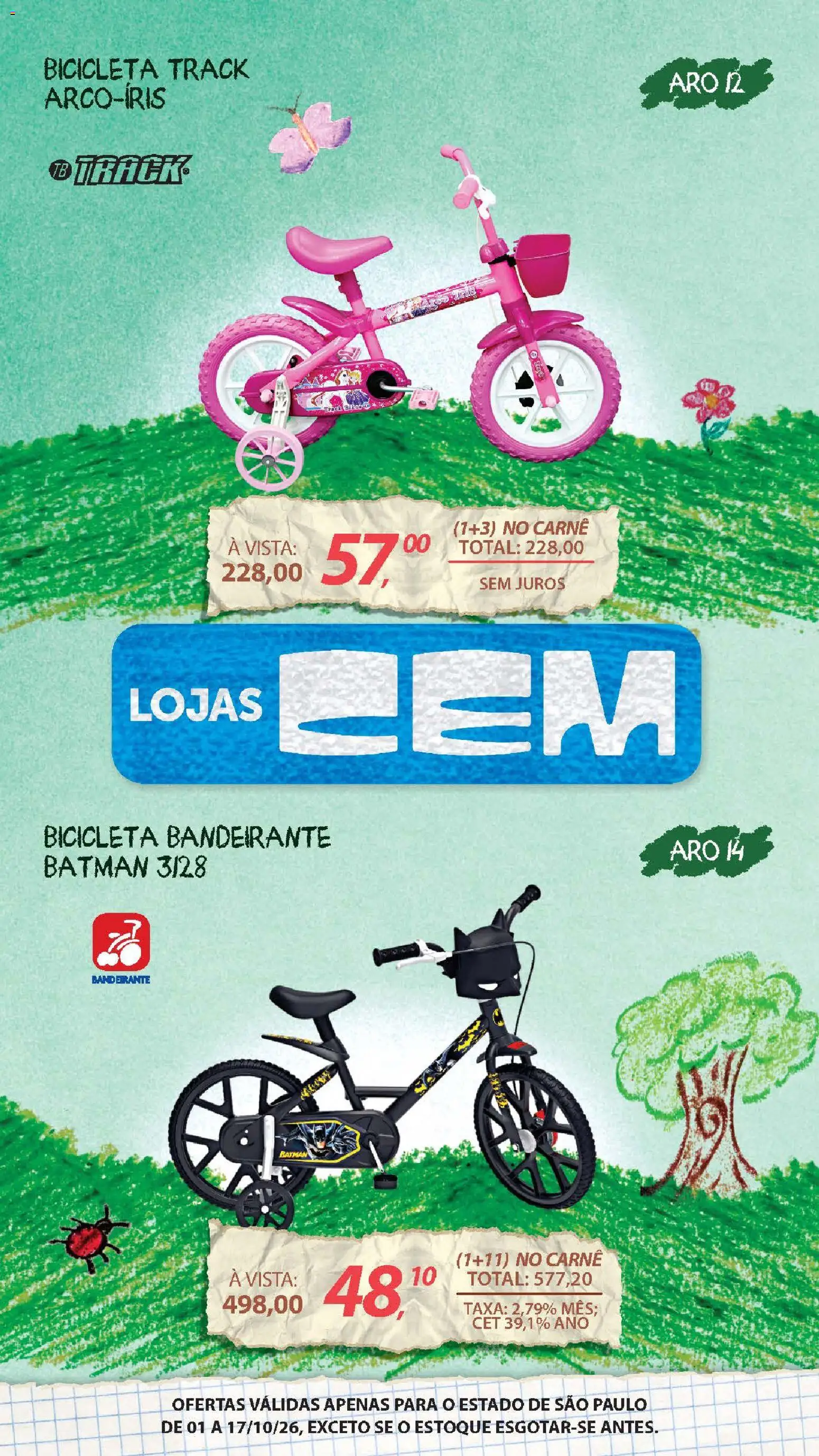 Lojas Cem Folheto - válido de 01/10/2026 | Página: 11 | Produtos: Bicicleta, Carne