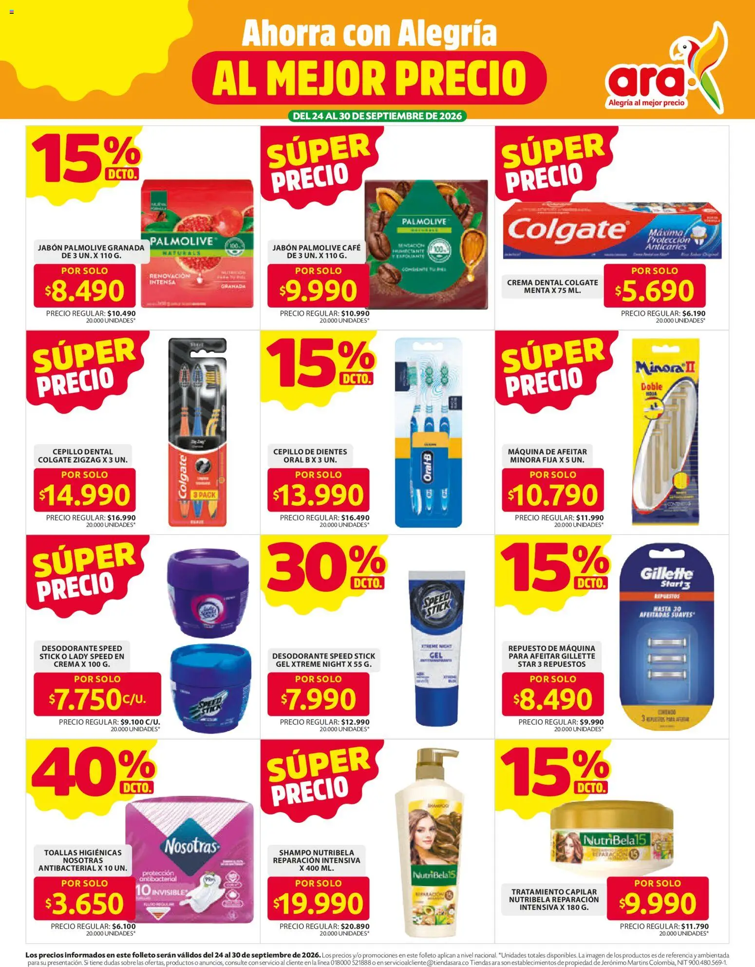 Ara revista - valida desde el 24/08/2026 | Página: 15 | Productos: Maquina de afeitar, Jabón, Desodorante, Cepillo de dientes